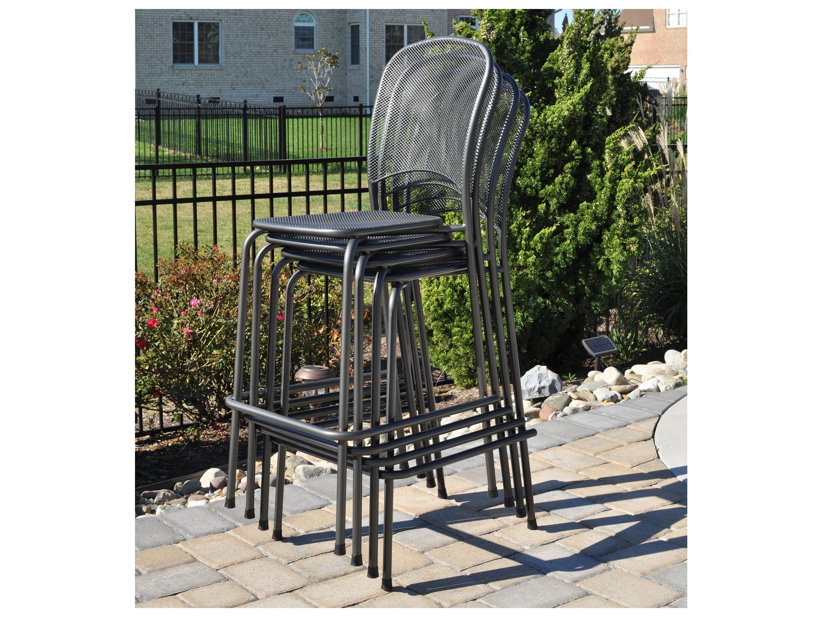 Kettler Carlo Steel Iron Gray Stackable Outdoor Bar Chair Set of 4