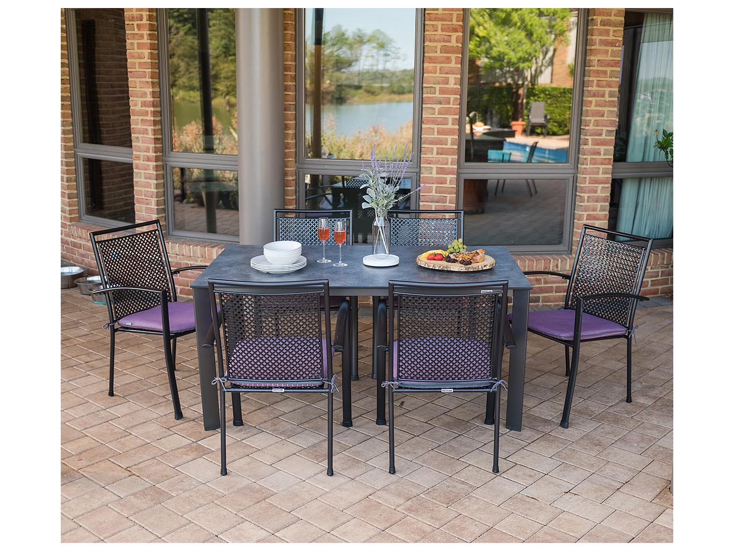 Kettler Reno Wrought Iron Gray 7 Piece Outdoor Dining Set