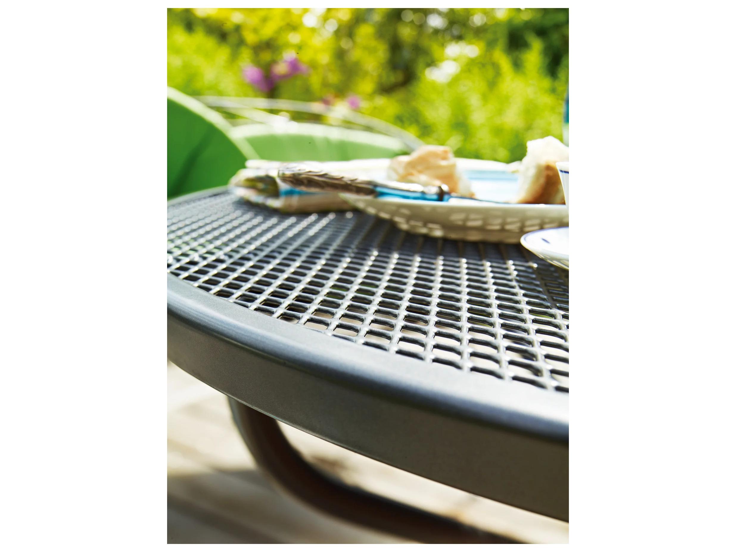 Kettler Mesh Steel Gray Round Outdoor Dining Table with Umbrella Hole