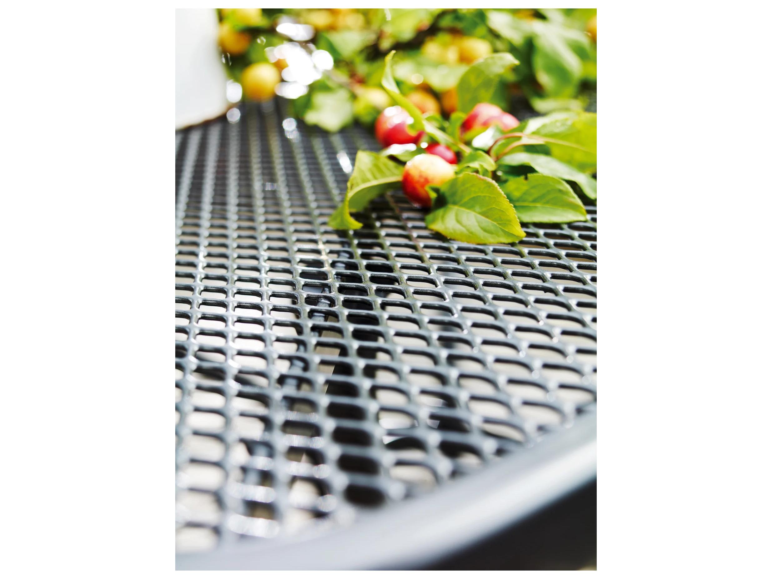 Kettler Mesh Steel Gray Round Outdoor Dining Table with Umbrella Hole