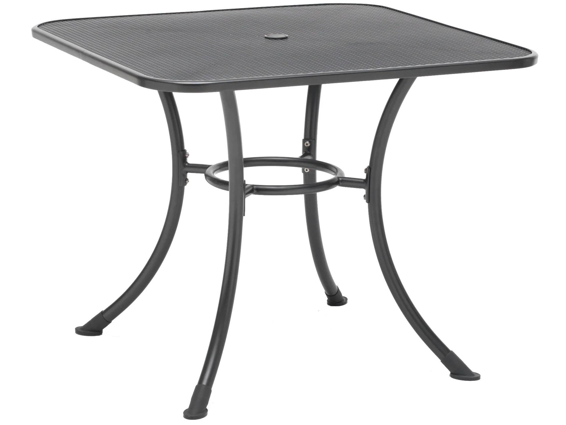Kettler Mesh Steel Gray Square Dining Table with Umbrella Hole