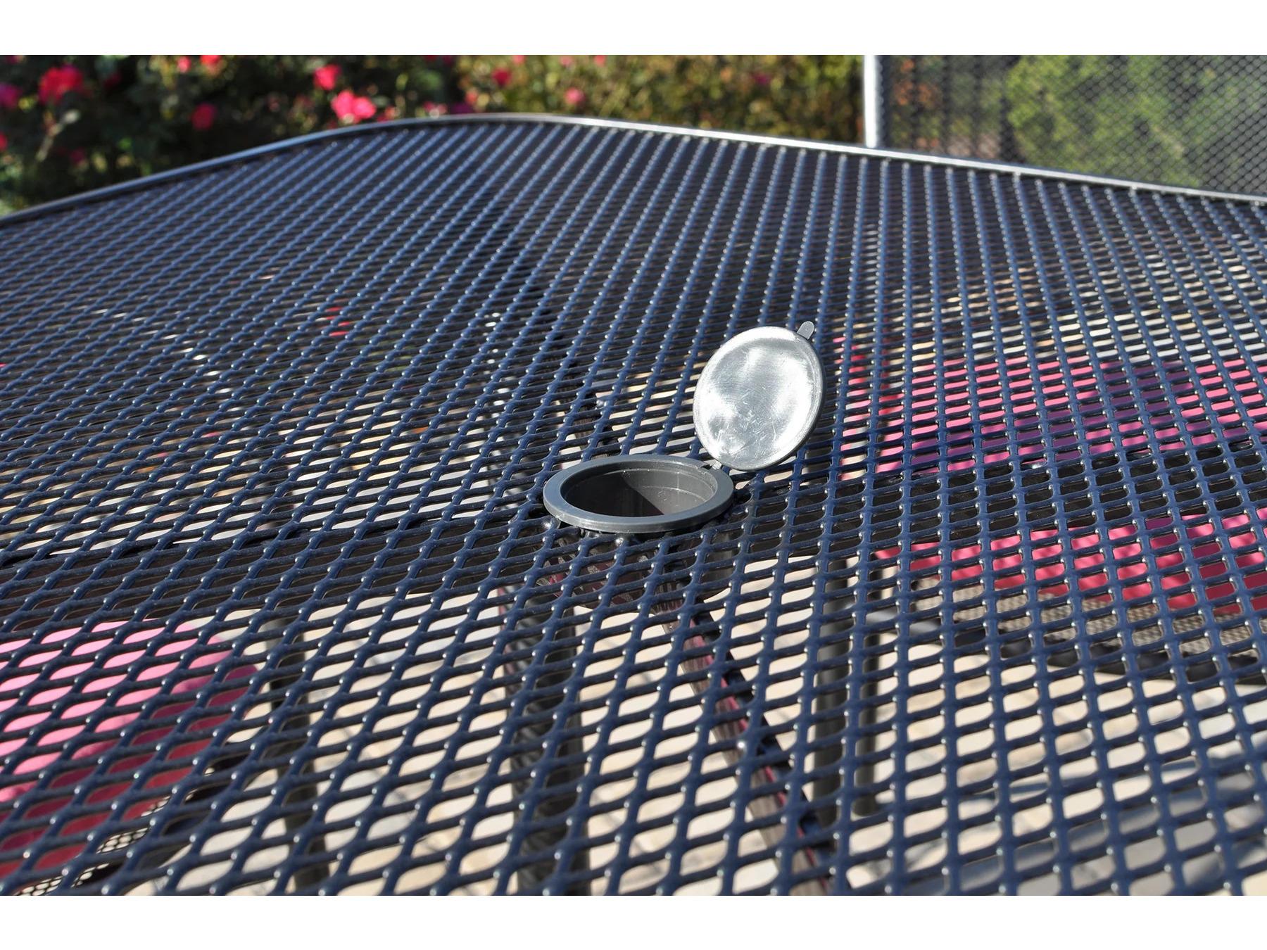 Kettler Mesh Steel Gray Square Dining Table with Umbrella Hole