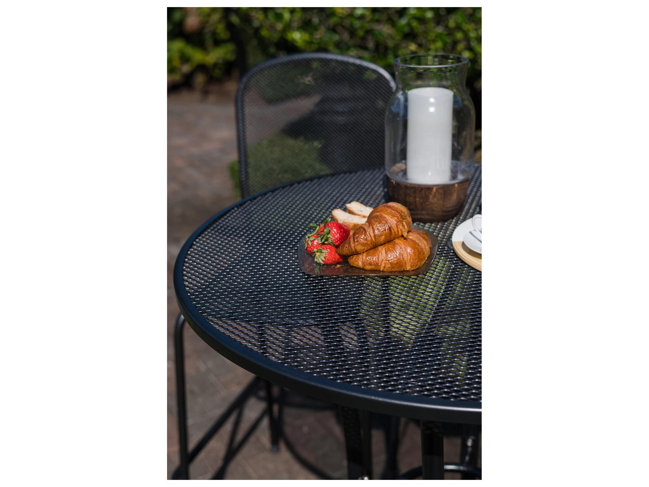 Kettler Mesh Steel Iron Gray Round Patio Bar Table with Umbrella Hole