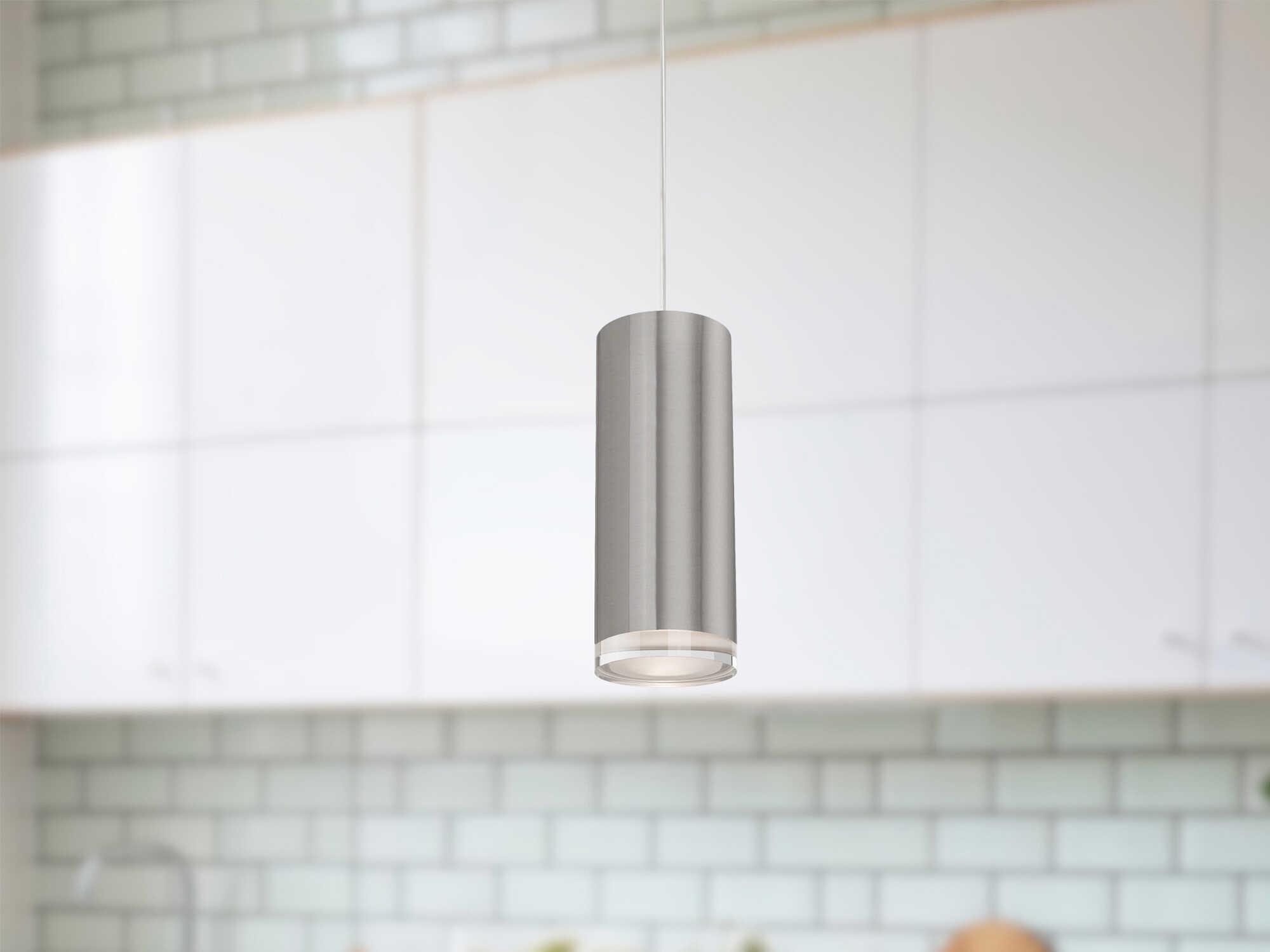 Kuzco Lighting Cameo Brushed Nickel Cylinder Mini Pendant