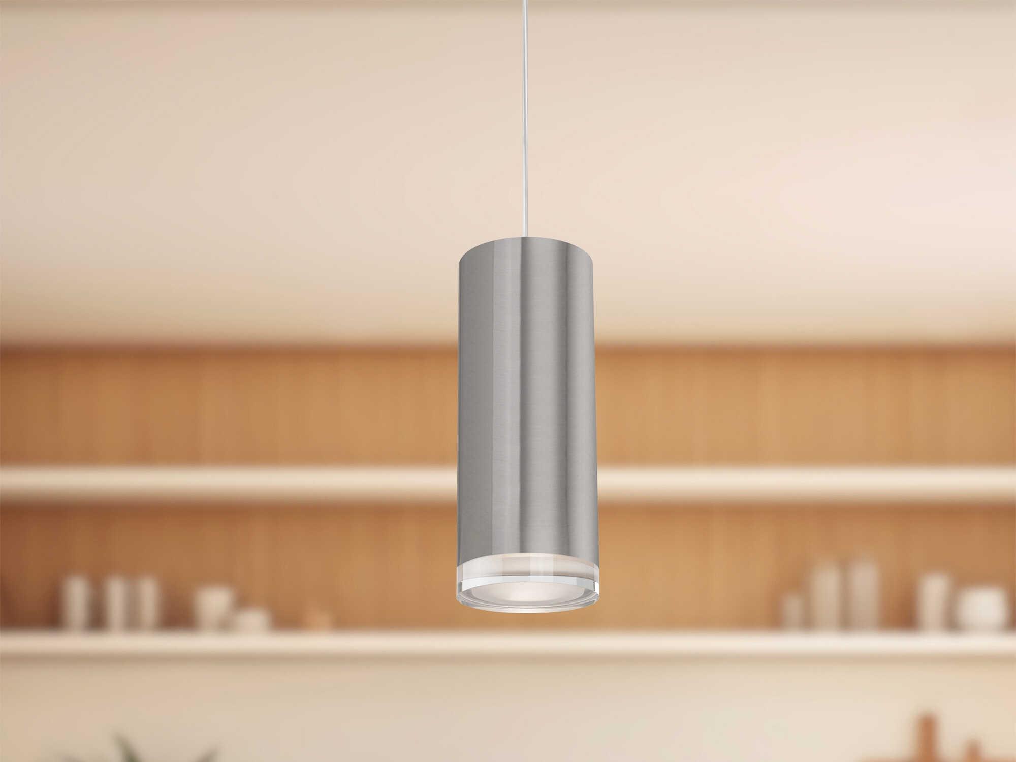 Kuzco Lighting Cameo Brushed Nickel Cylinder Mini Pendant