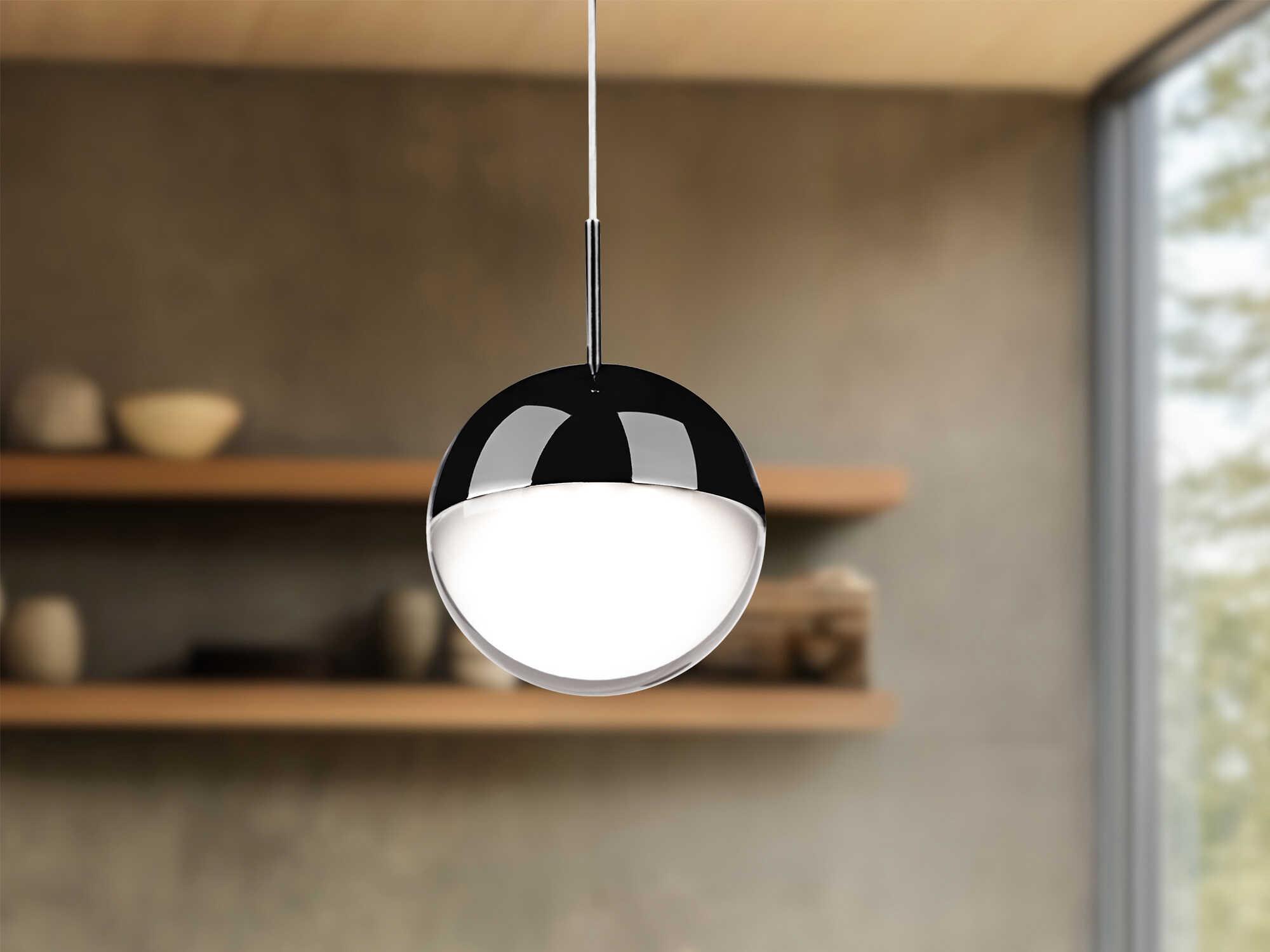 Kuzco Lighting Pluto Black Chrome Globe Mini Pendant