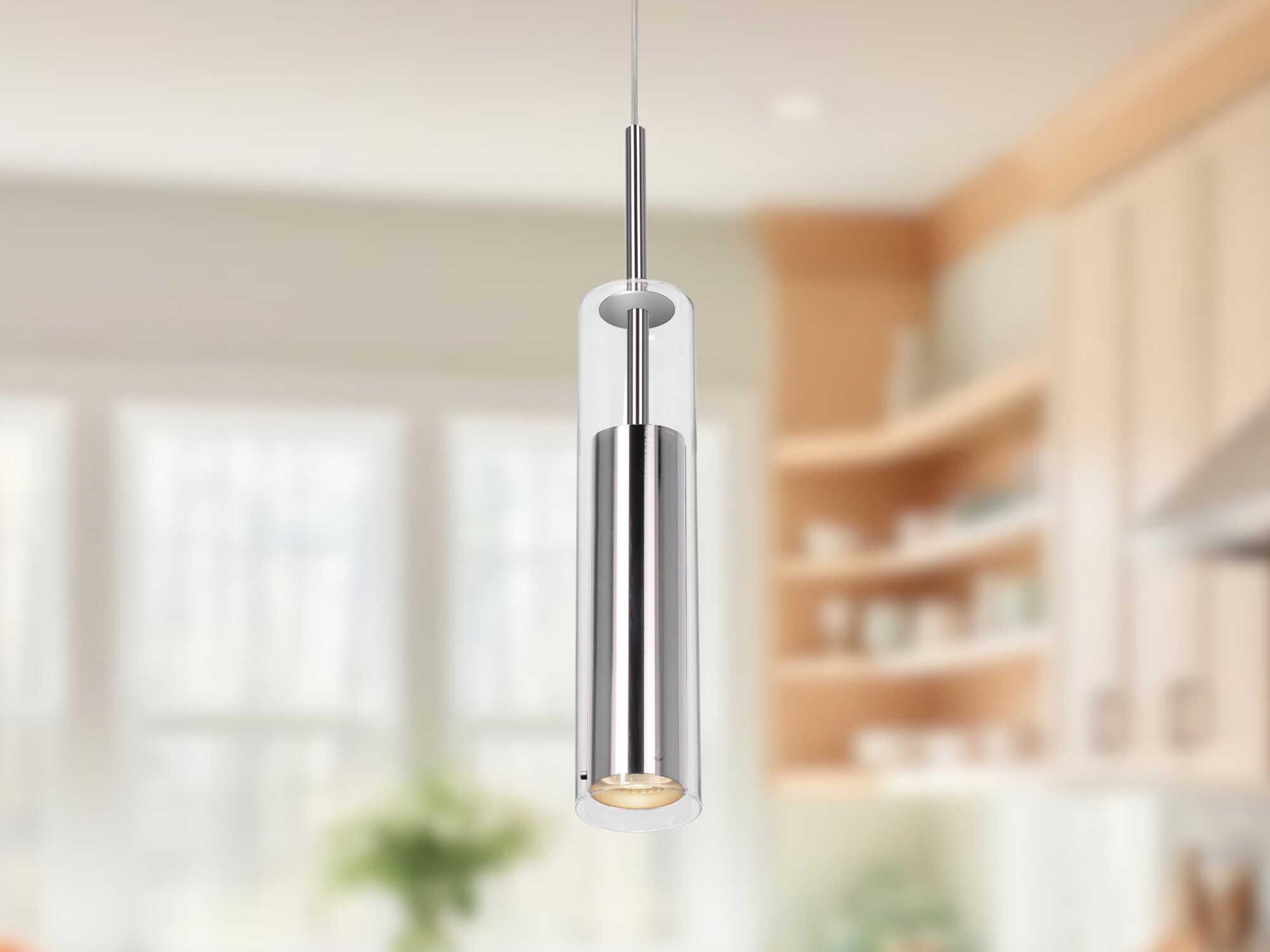 Kuzco Lighting Jarvis 1-Light Chrome Cylinder Mini Pendant