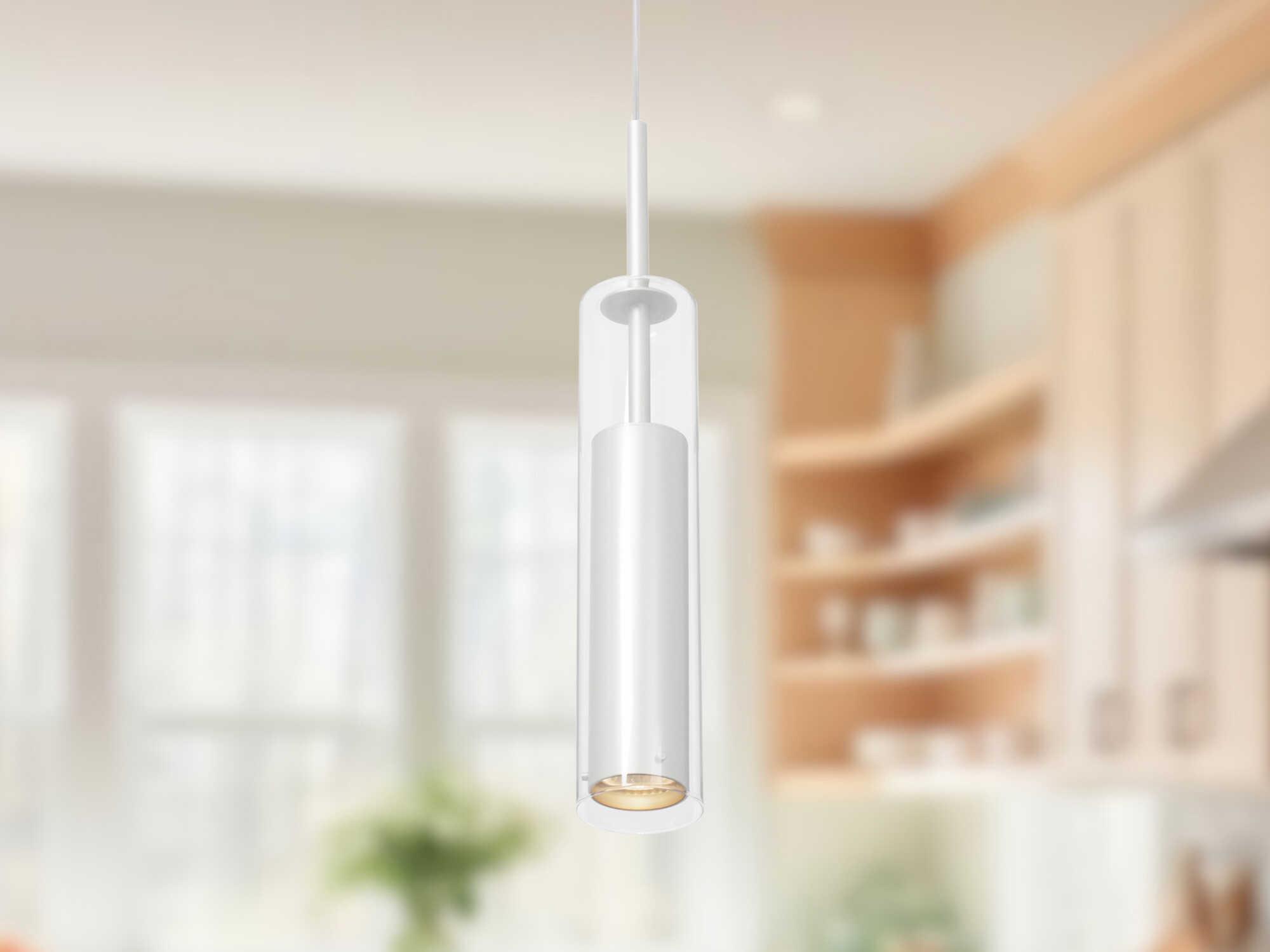 Kuzco Lighting Jarvis 1-Light White Cylinder Mini Pendant