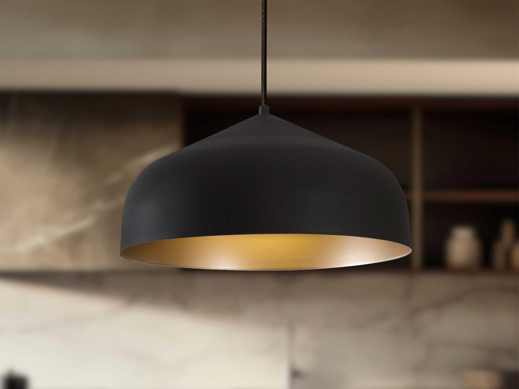 Kuzco Lighting Helena 1-Light Black Gold Dome Pendant