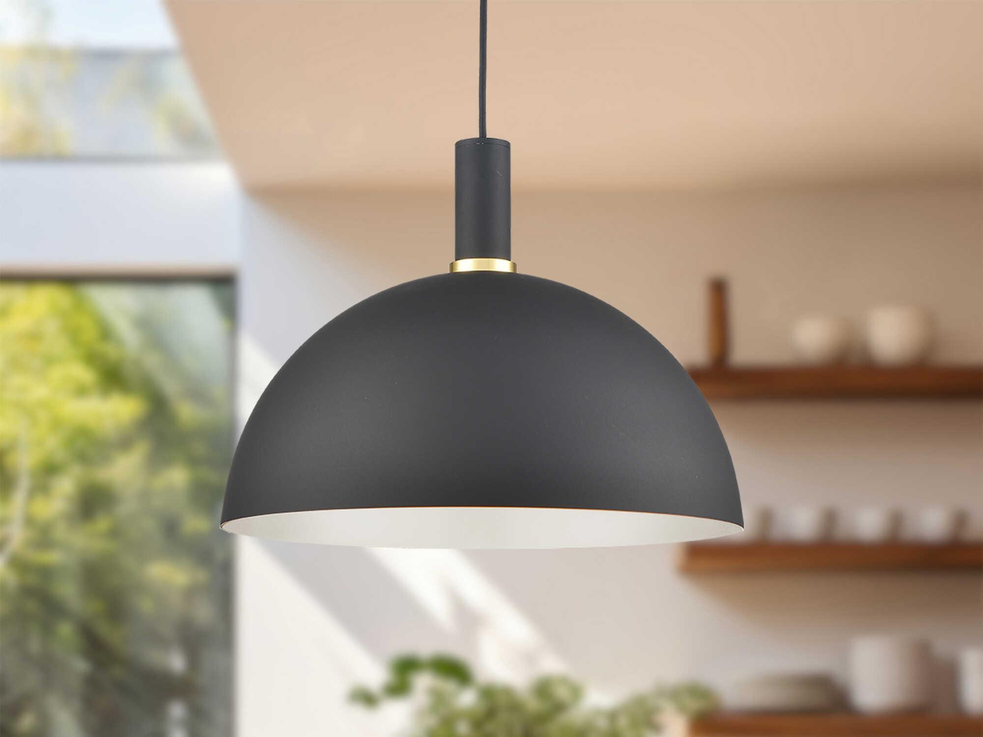 Kuzco Lighting Archibald 1-Light Black Gold Dome Pendant