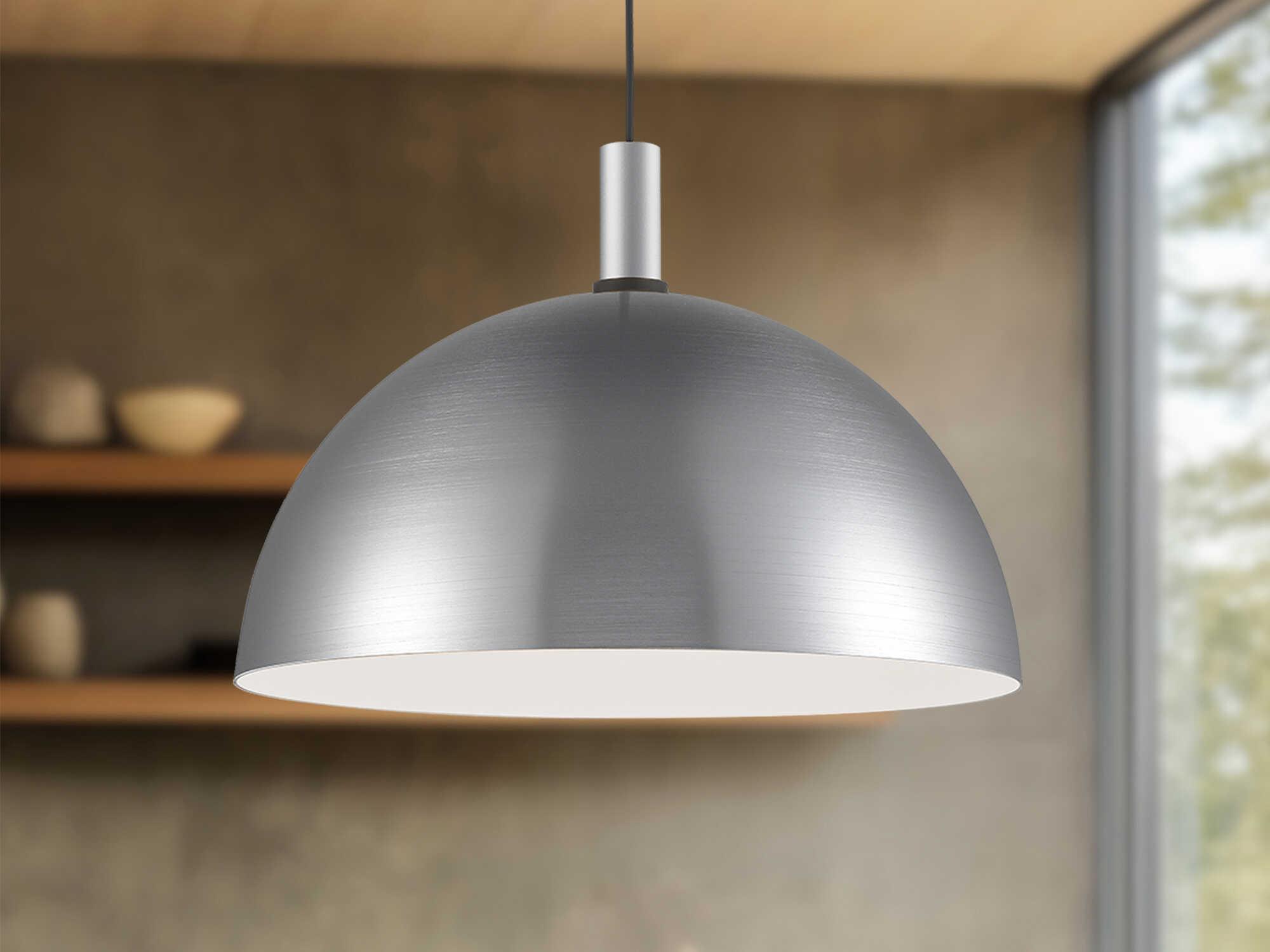 Kuzco Lighting Archibald 1-Light Brushed Nickel Black Dome Pendant