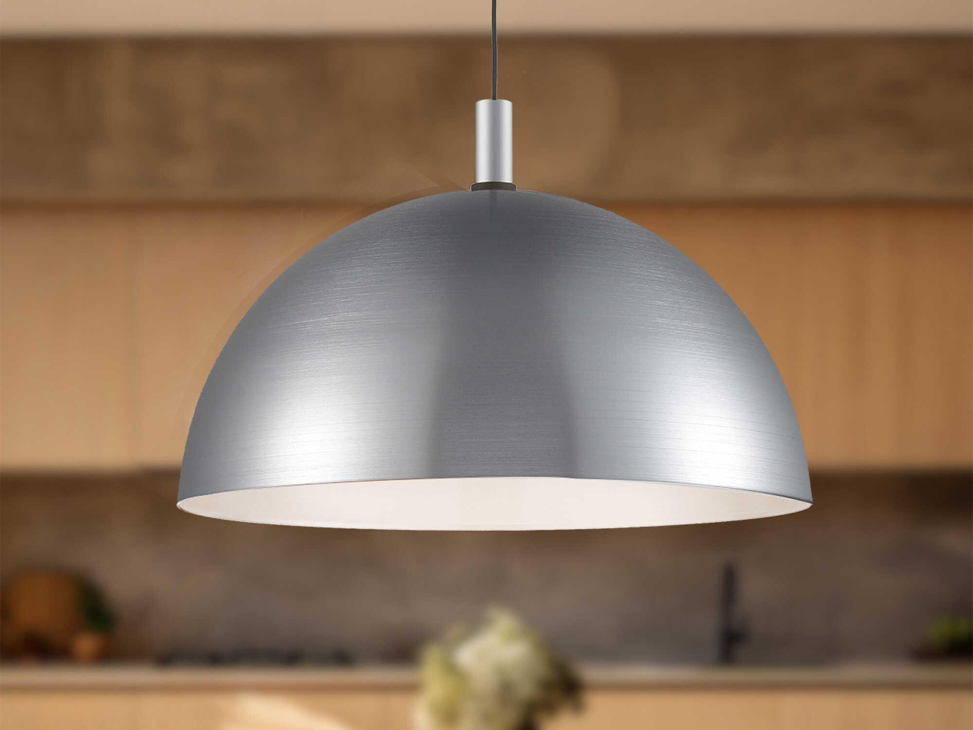 Kuzco Lighting Archibald 1-Light Brushed Nickel Black Dome Pendant