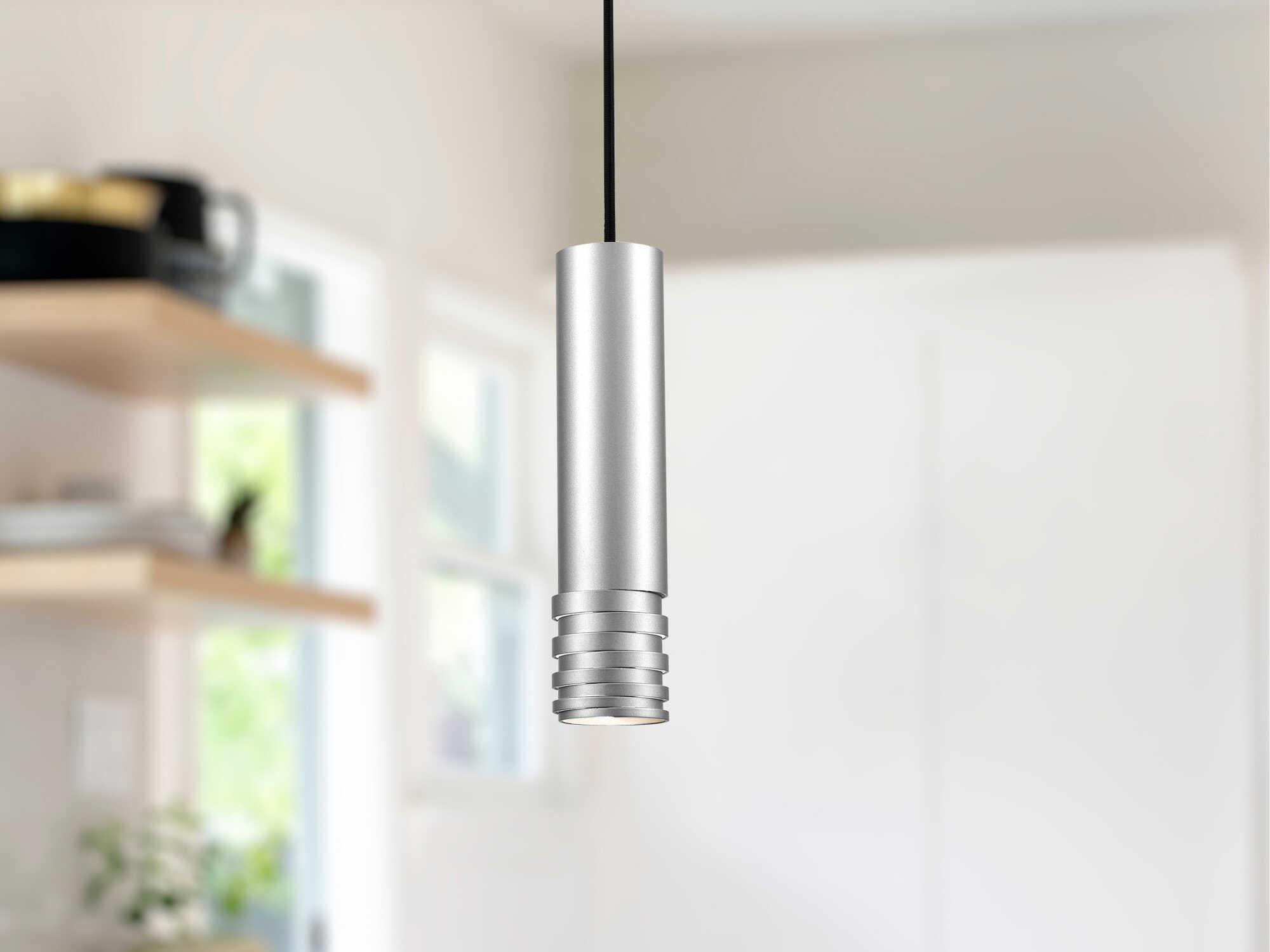 Kuzco Lighting Milca 1-Light Brushed Nickel Cylinder Mini Pendant