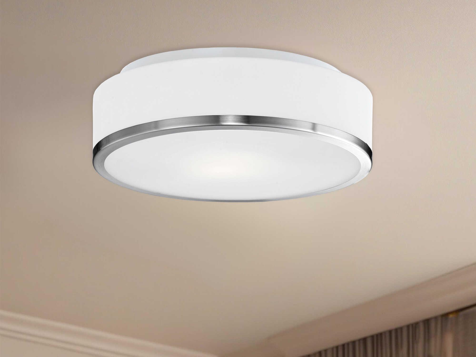 Kuzco Lighting Charlie 2-Light Brushed Nickel Round Flush Mount