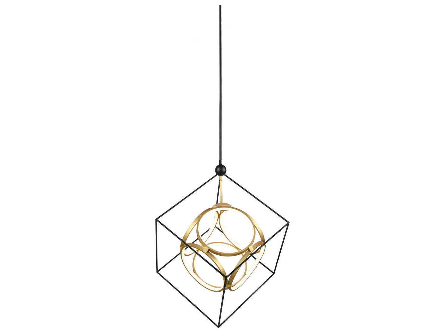 Kuzco Lighting Monza Black Antique Brass Geometric Chandelier