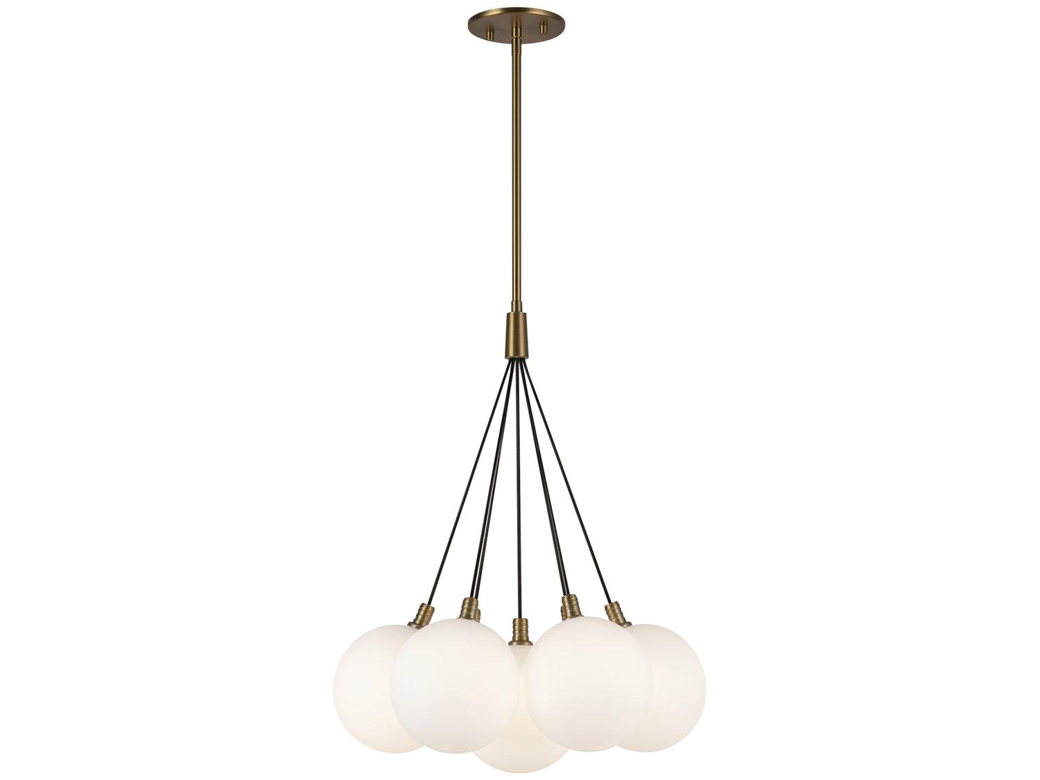 Kuzco Lighting Bolla Brushed Gold Matte Opal Glass Globe Chandelier