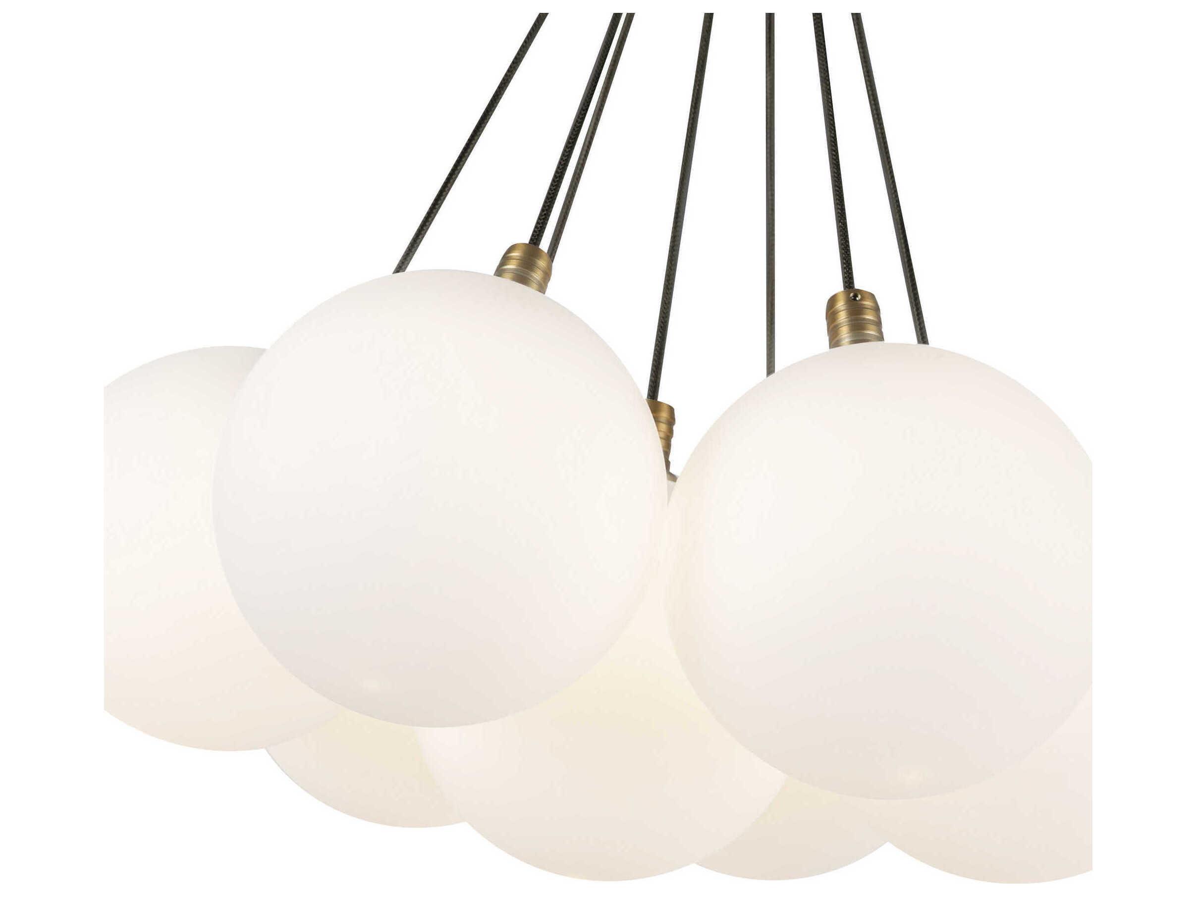 Kuzco Lighting Bolla Brushed Gold Matte Opal Glass Globe Chandelier