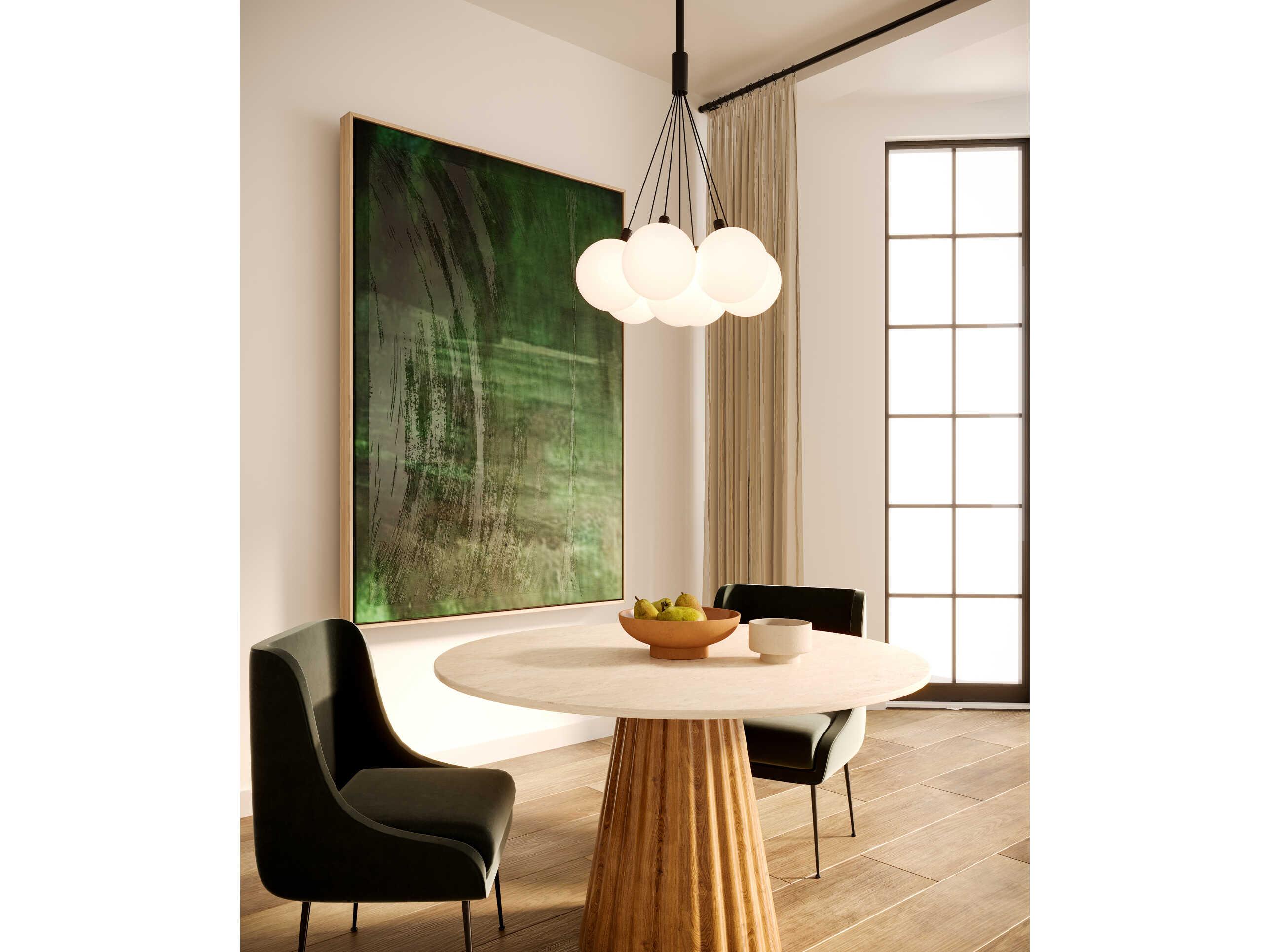 Kuzco Lighting Bolla Black Matte Opal Glass Globe Chandelier