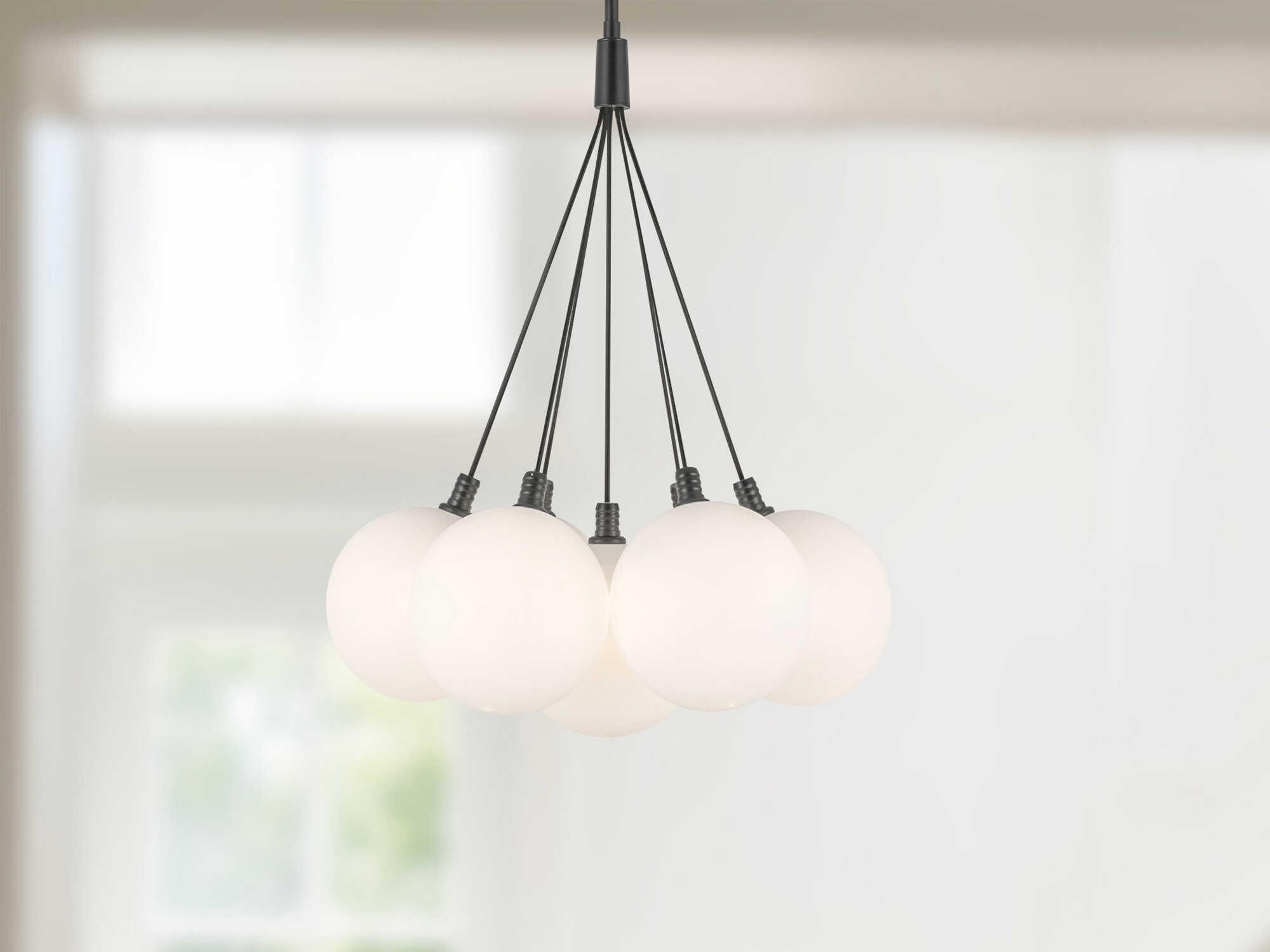 Kuzco Lighting Bolla Black Matte Opal Glass Globe Chandelier