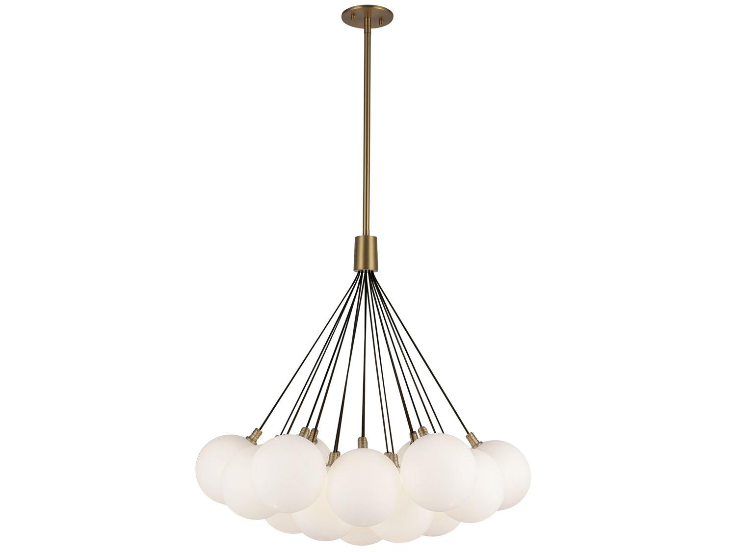 Kuzco Lighting Bolla Brushed Gold Matte Opal Glass Globe Chandelier