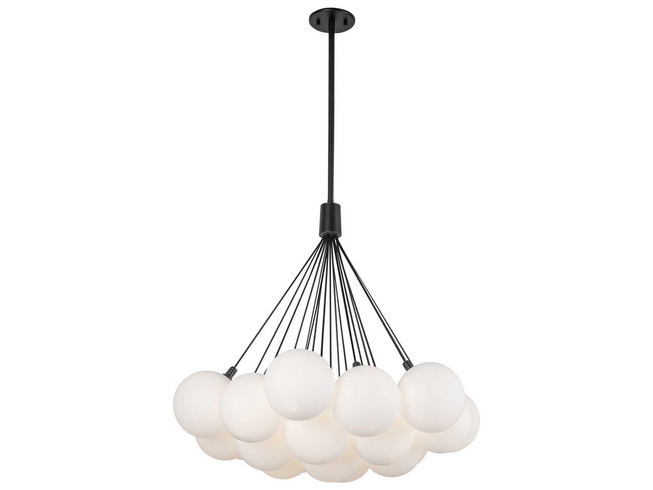 Kuzco Lighting Bolla Black Matte Opal Glass Globe Chandelier