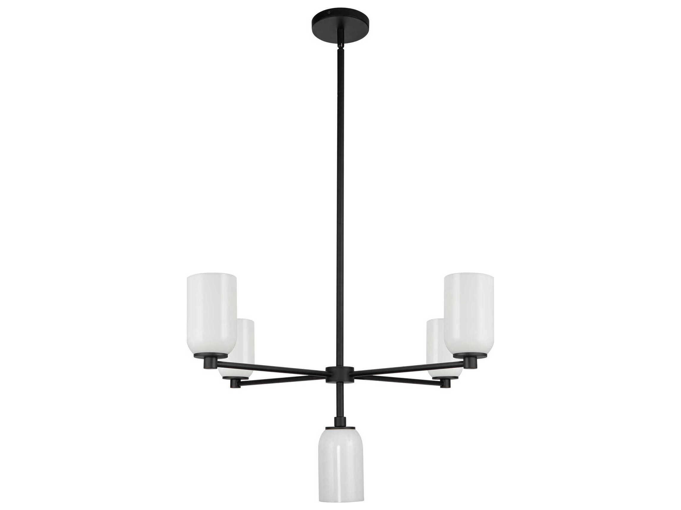 Kuzco Lighting Nola 5-Light Black Glossy Opal Glass Chandelier