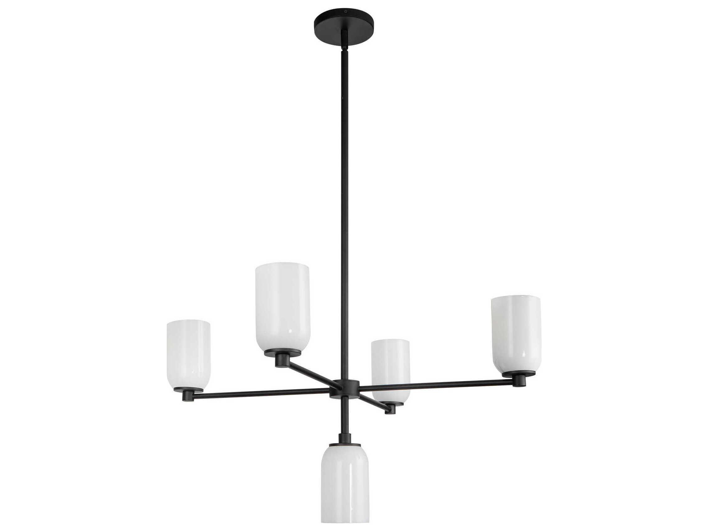 Kuzco Lighting Nola 5-Light Black Glossy Opal Glass Chandelier