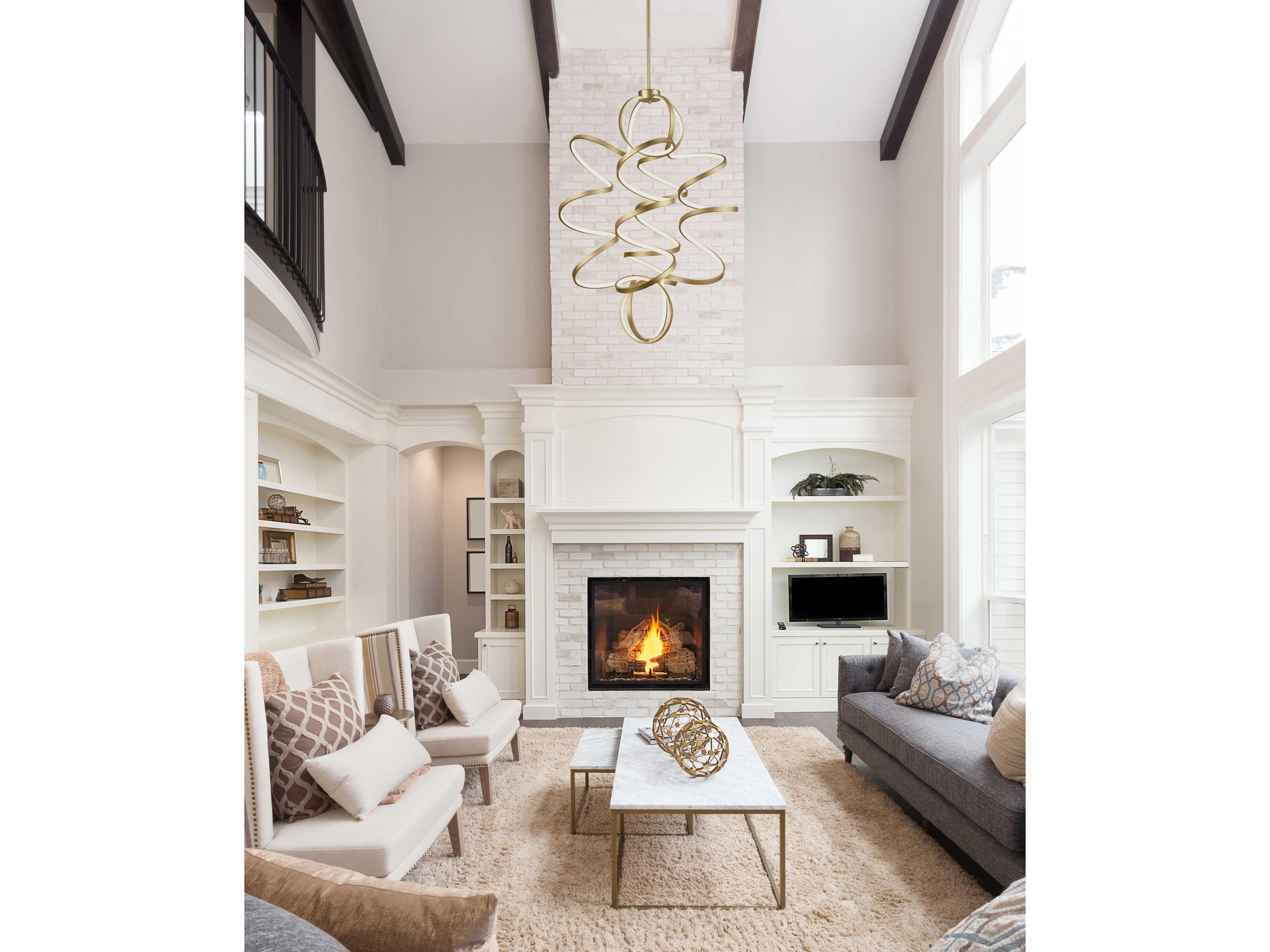 Kuzco Lighting Synergy Antique Brass Black Chandelier