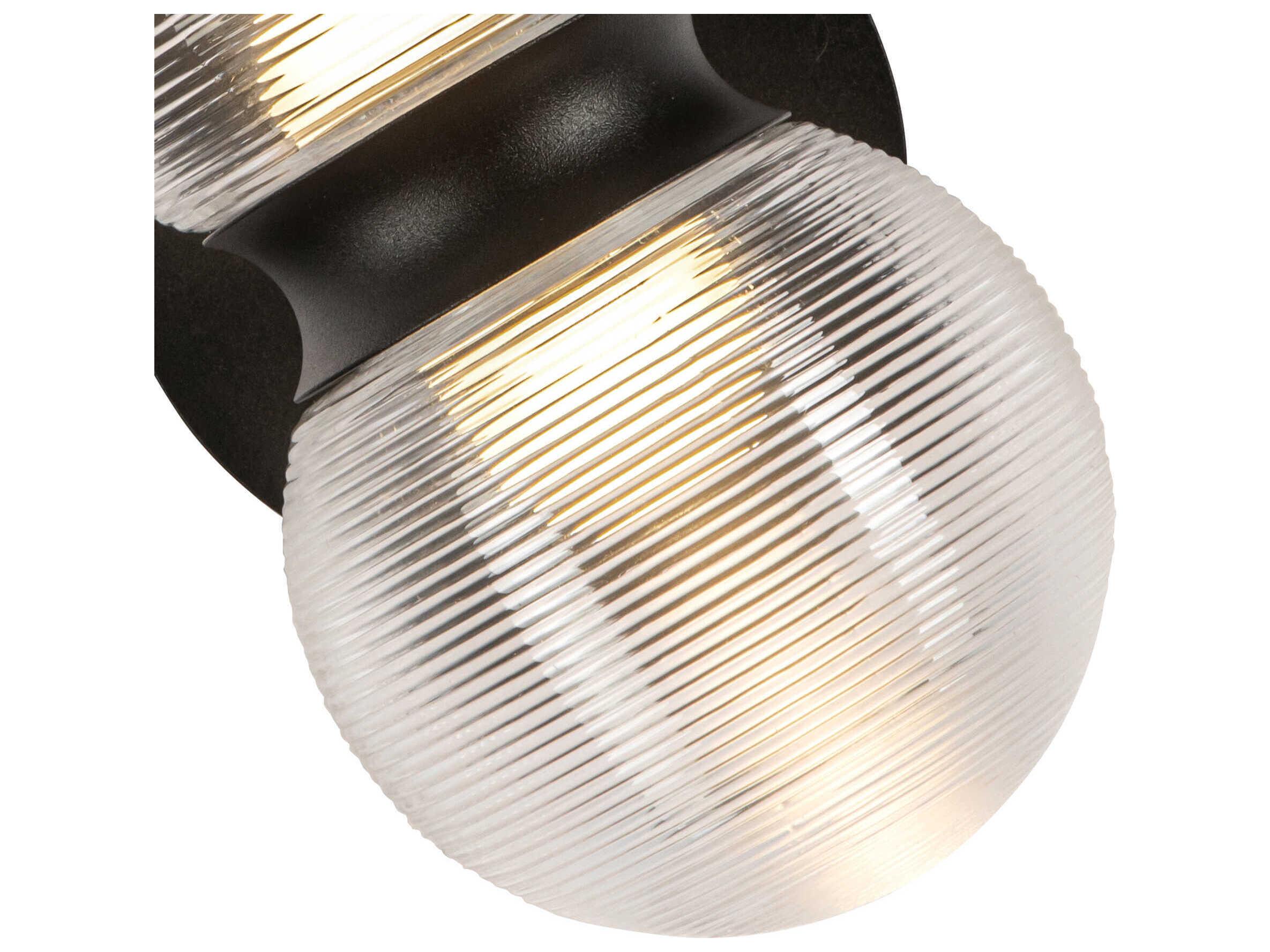 Kuzco Lighting Peri Black Clear Ribbed Glass Wall Sconce