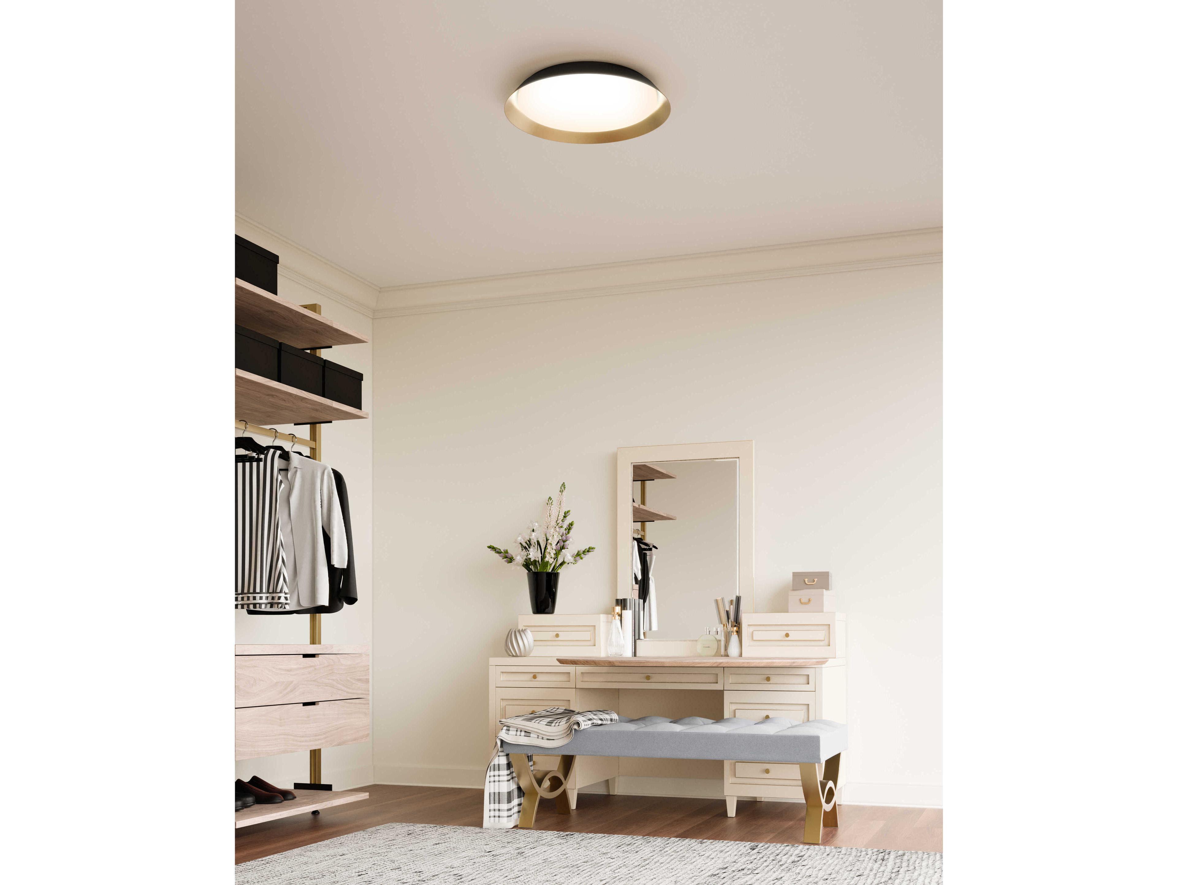 Kuzco Lighting Jasper Black Gold Round Flush Mount