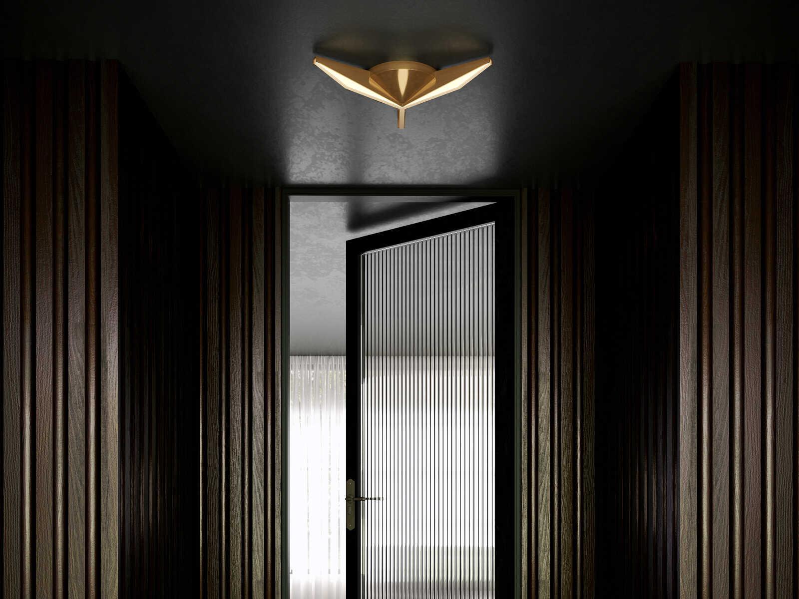 Kuzco Lighting Tachi Vintage Brass Geometric Flush Mount