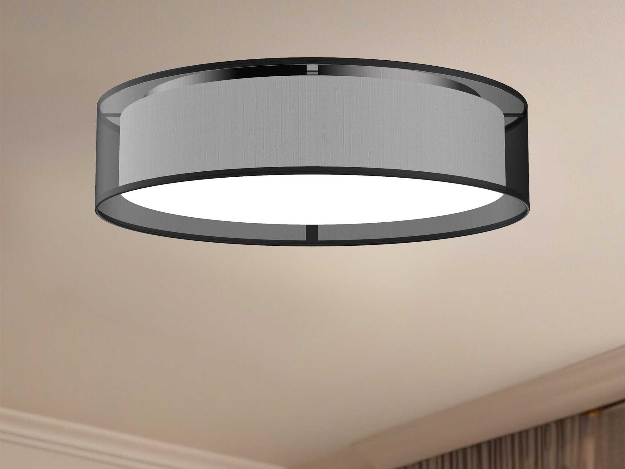 Kuzco Lighting Dalton Black Organza Drum Flush Mount