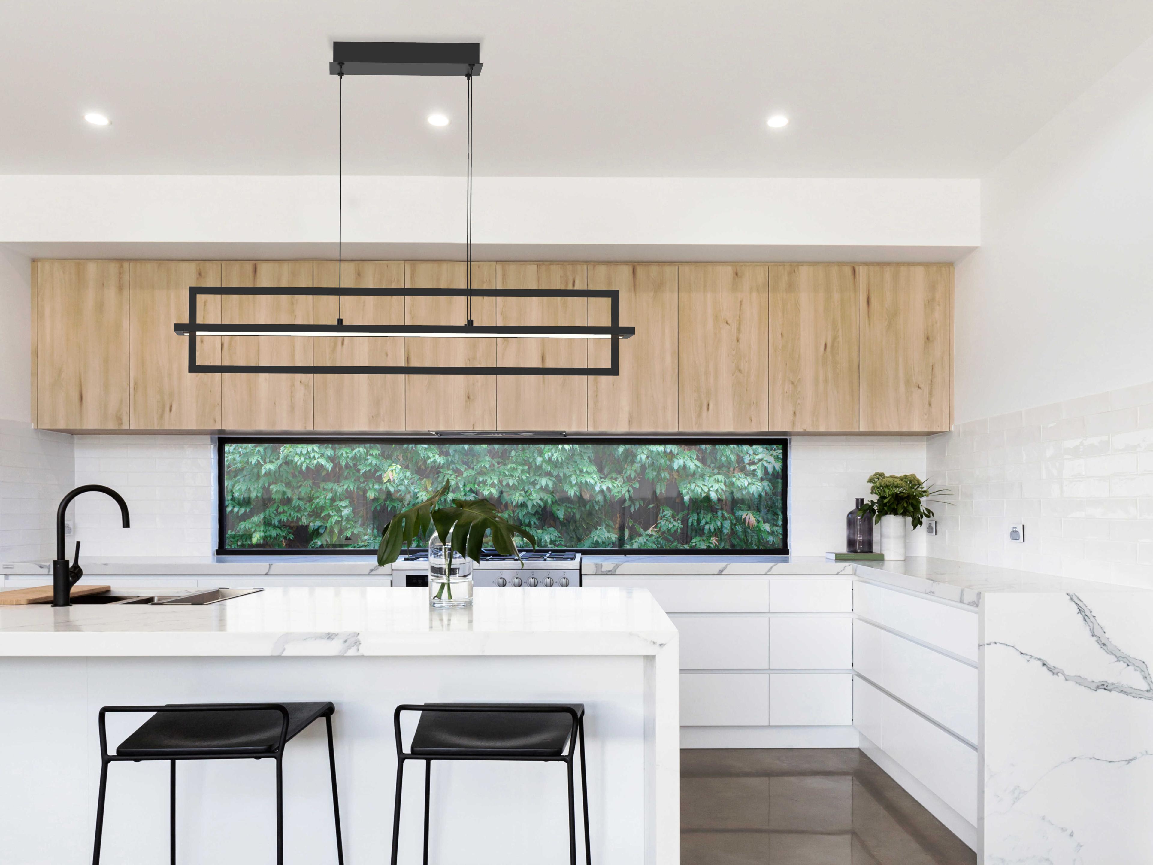 Kuzco Lighting Mondrian Black Geometric Linear Island Pendant