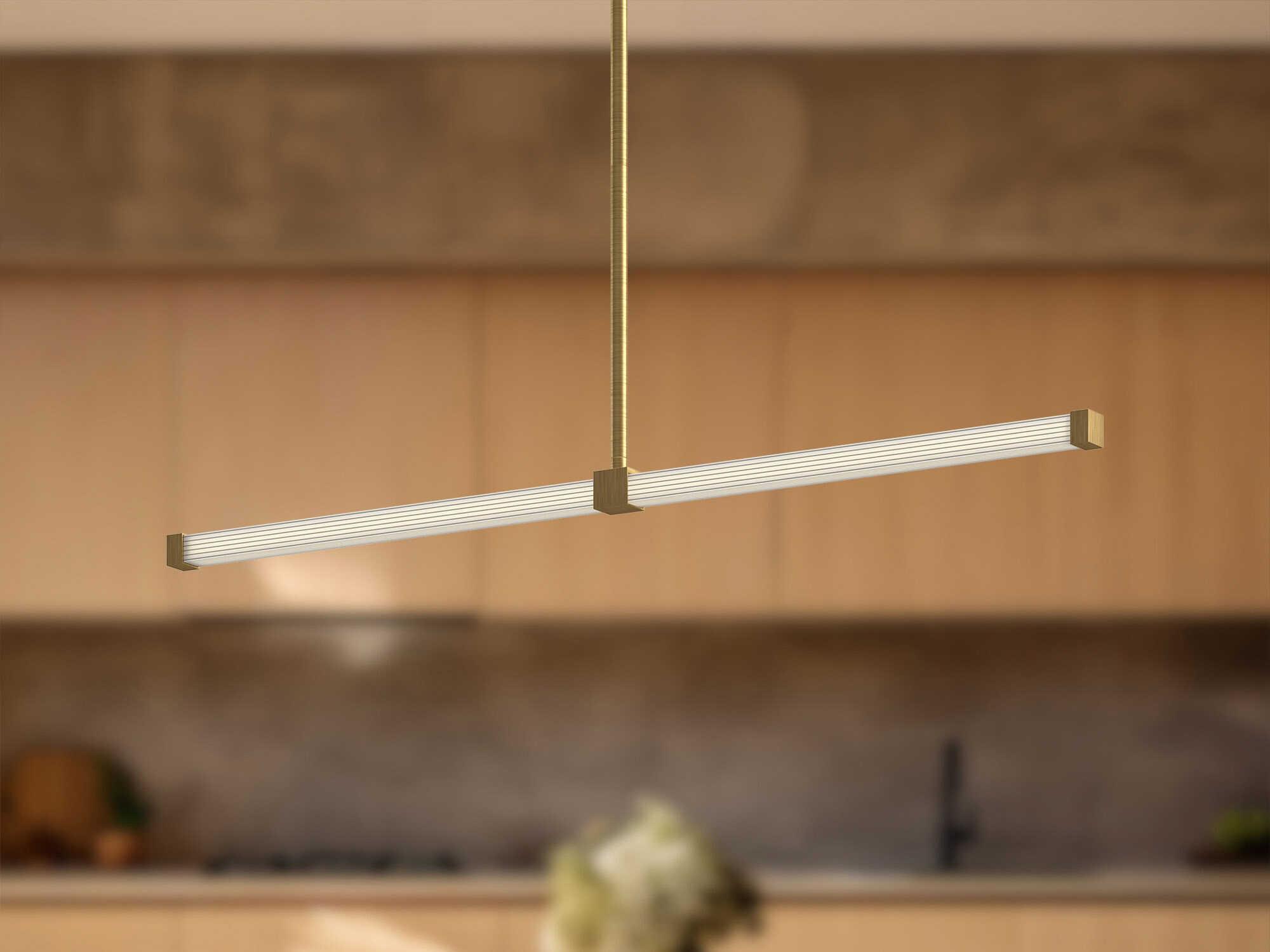 Kuzco Lighting Blade Brushed Gold Linear Island Pendant