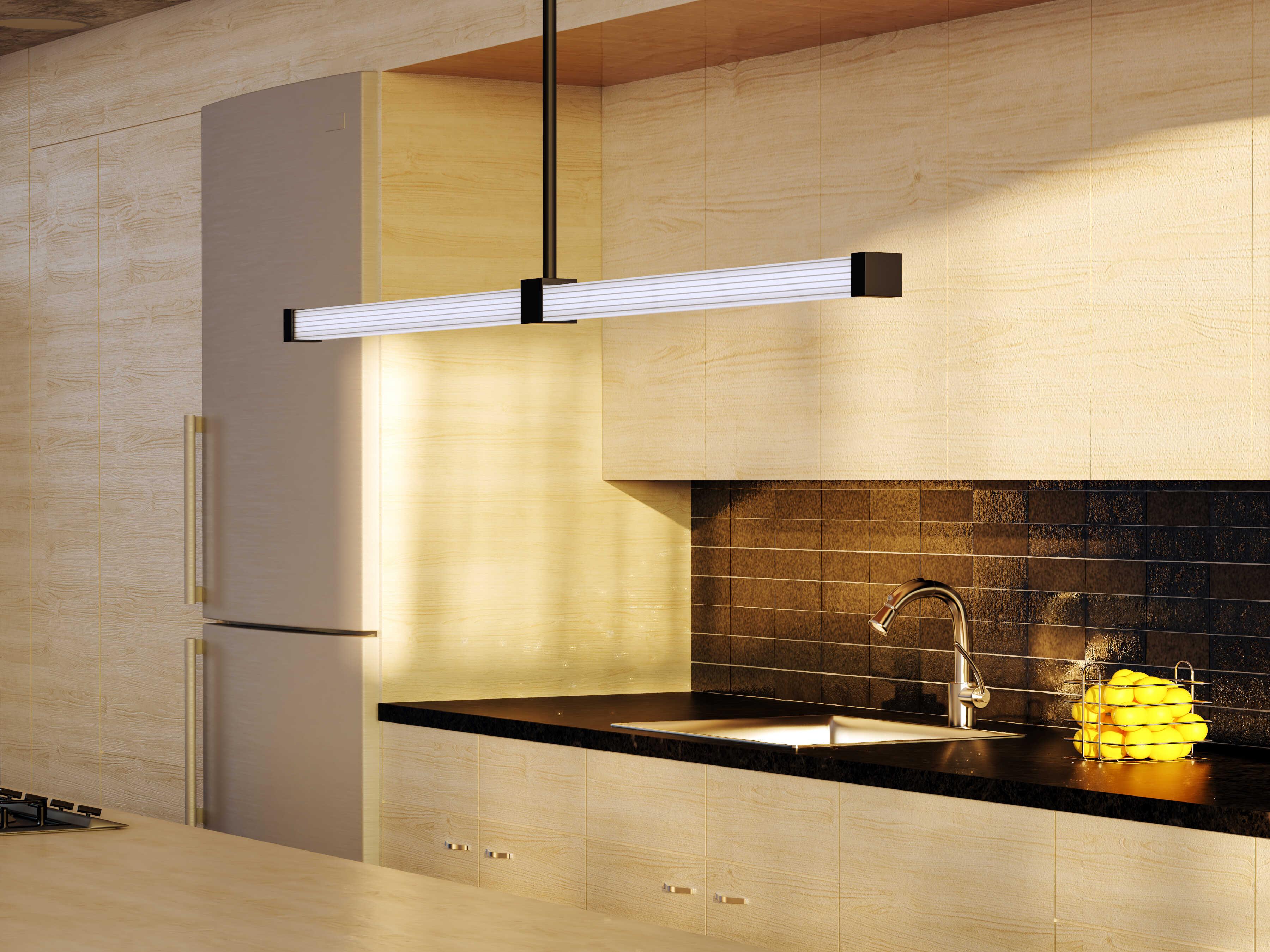 Kuzco Lighting Blade Black Linear Island Pendant