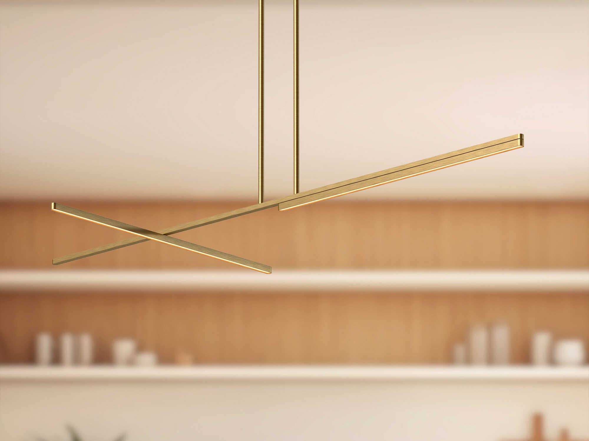 Kuzco Lighting Shift Brushed Gold Linear Island Pendant