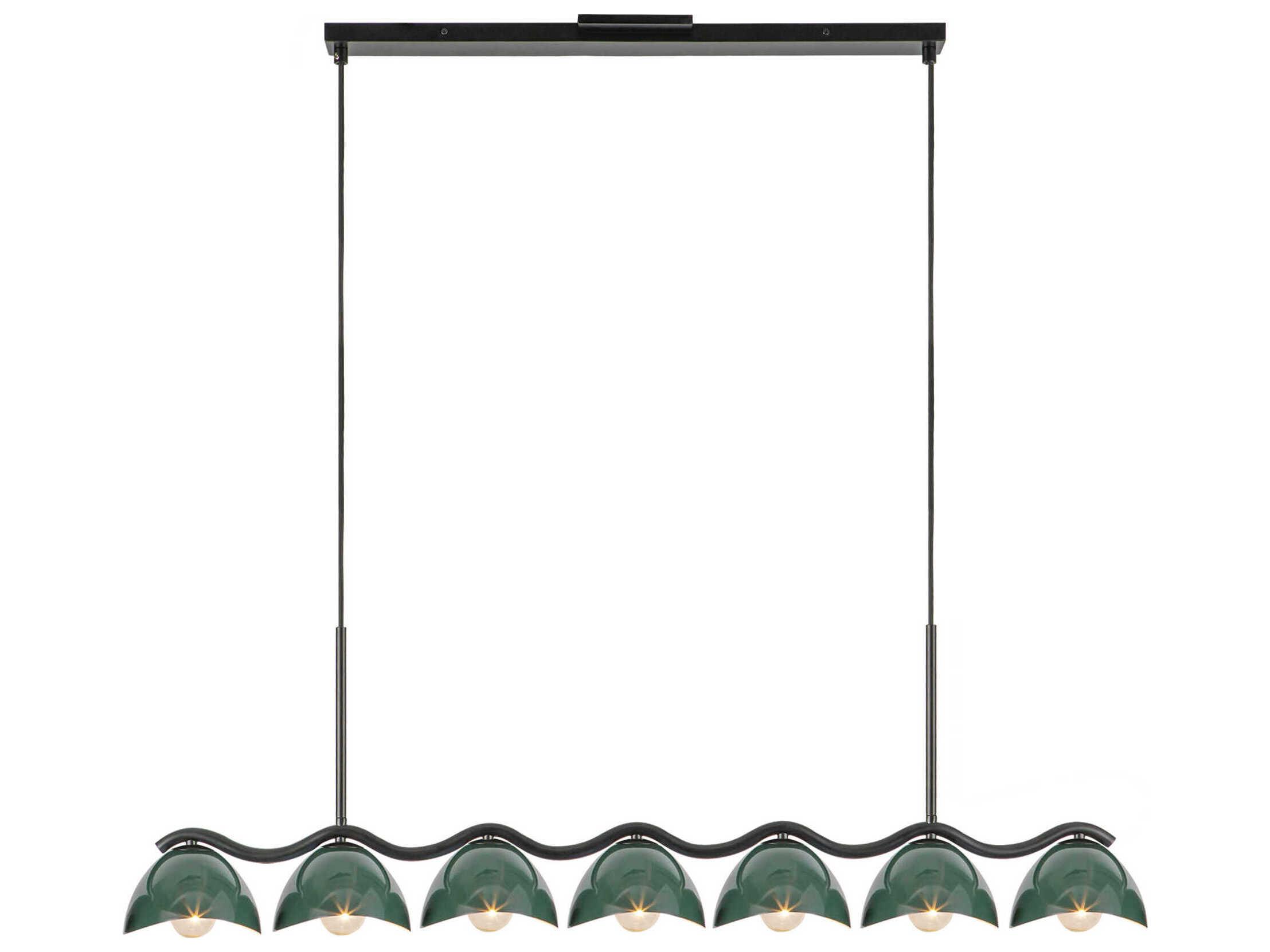 Kuzco Lighting Atlas 7-Light Black Pine Green Island Pendant