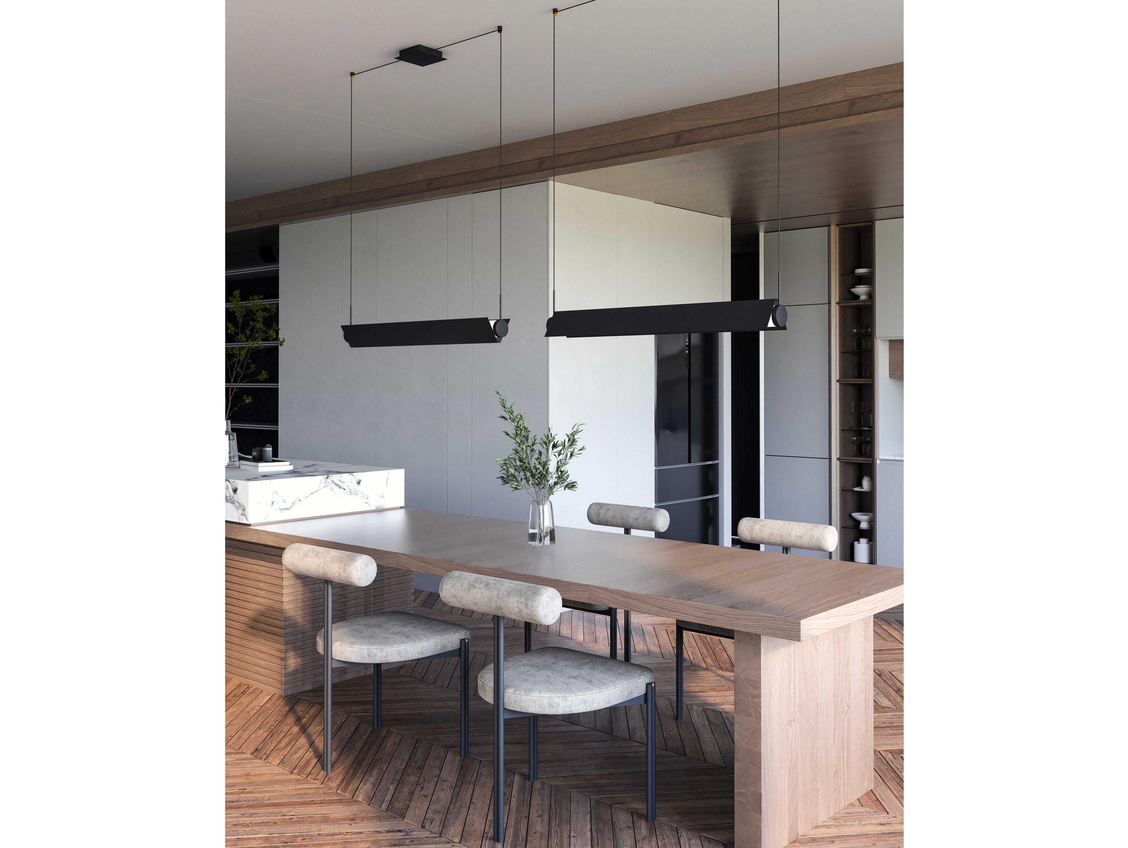 Kuzco Lighting Phoenix Black White Geometric Linear Island Pendant