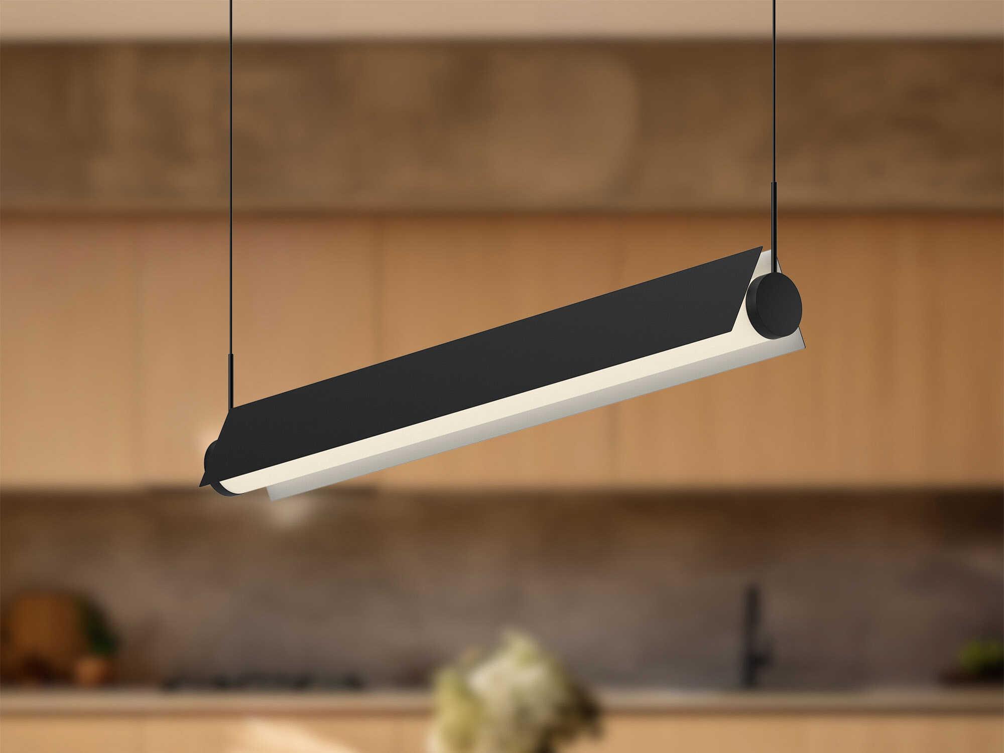 Kuzco Lighting Phoenix Black White Geometric Linear Island Pendant