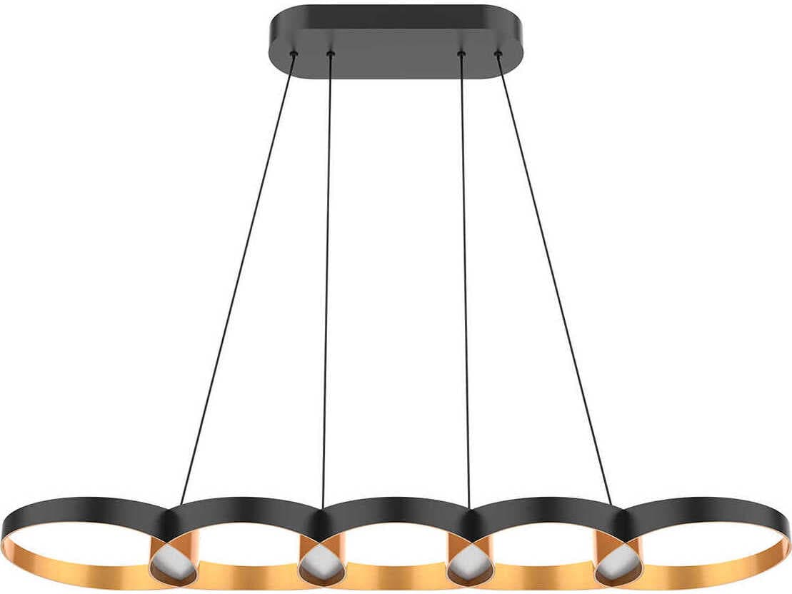 Kuzco Lighting Maestro Black Gold Linear Island Pendant