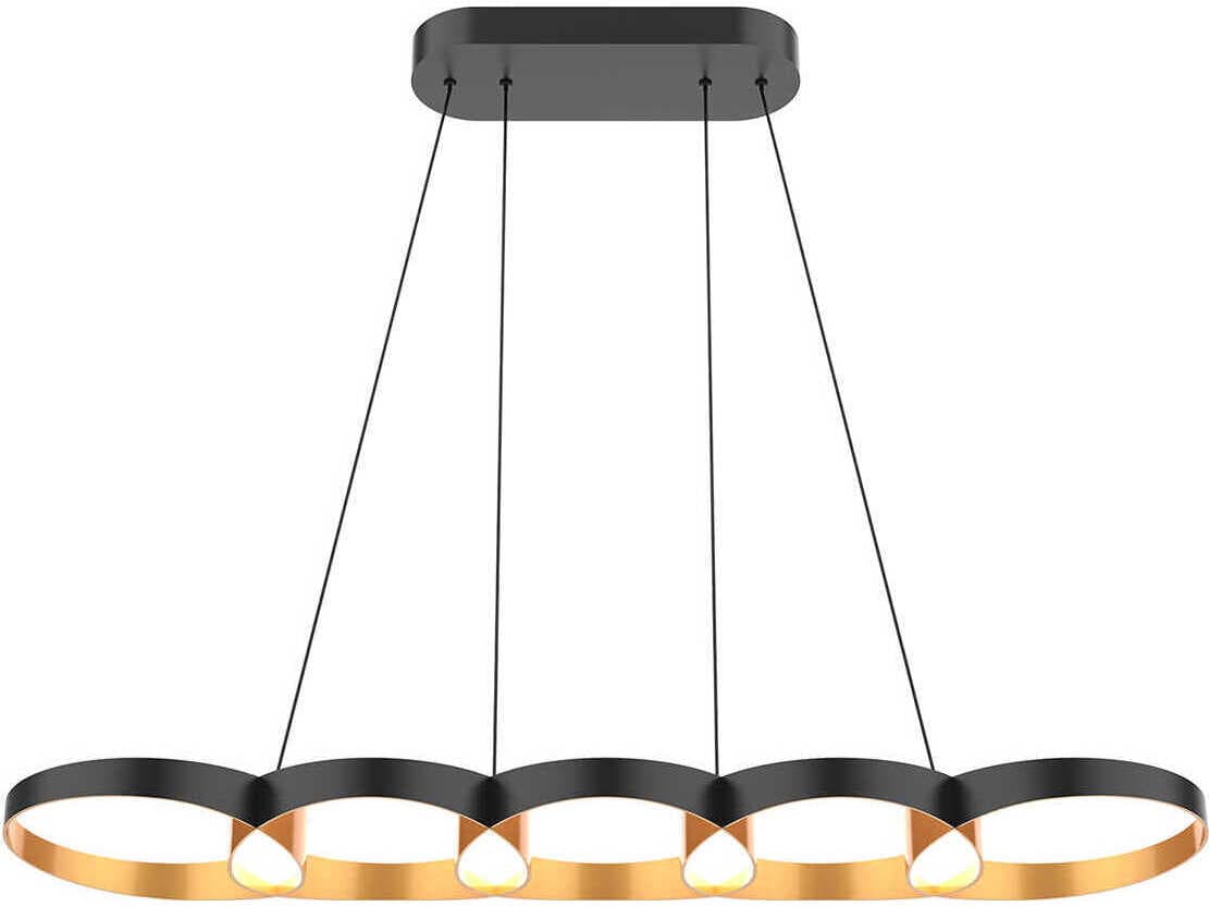 Kuzco Lighting Maestro Black Gold Linear Island Pendant
