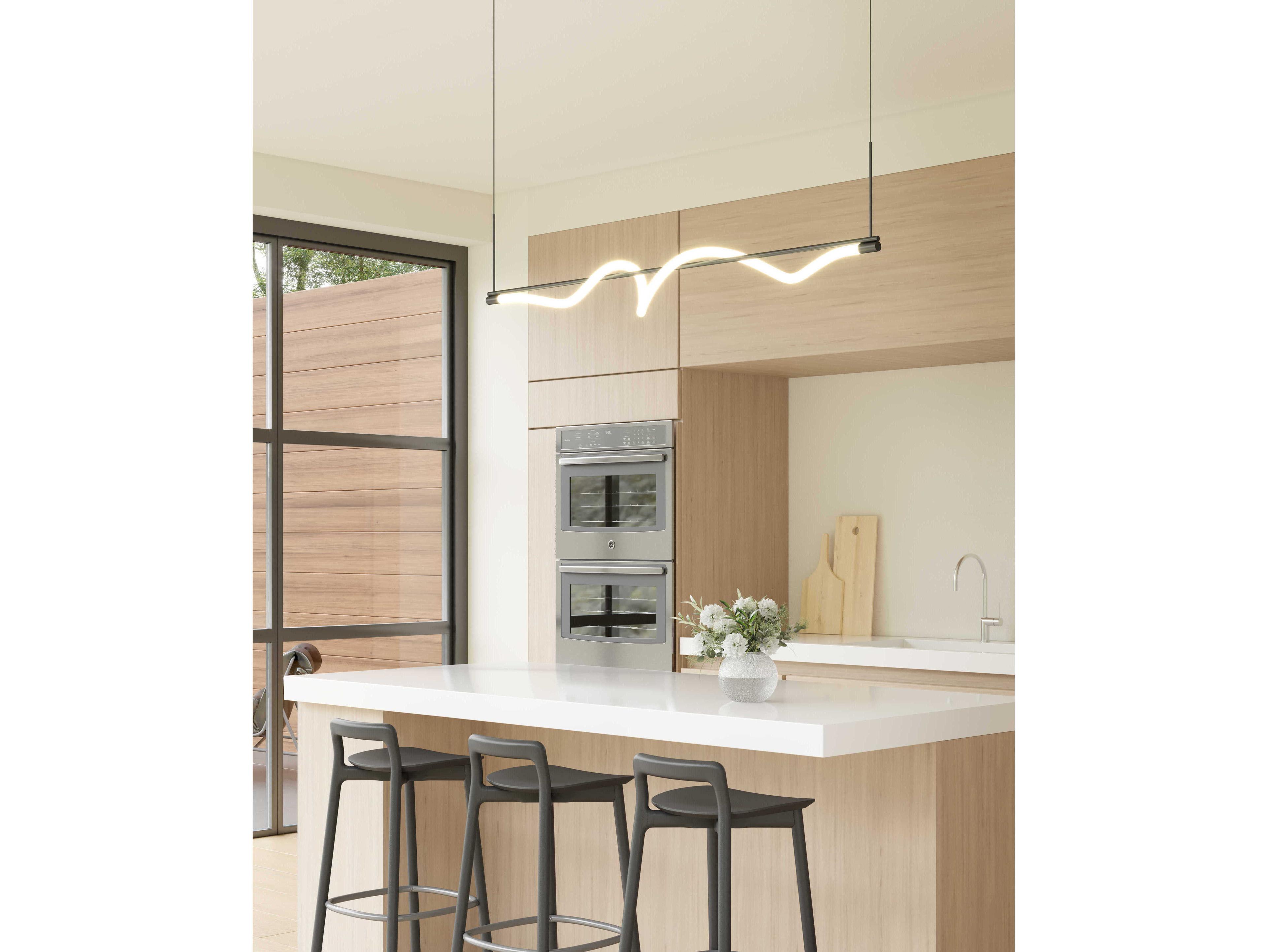 Kuzco Lighting Cursive Black Linear Island Pendant