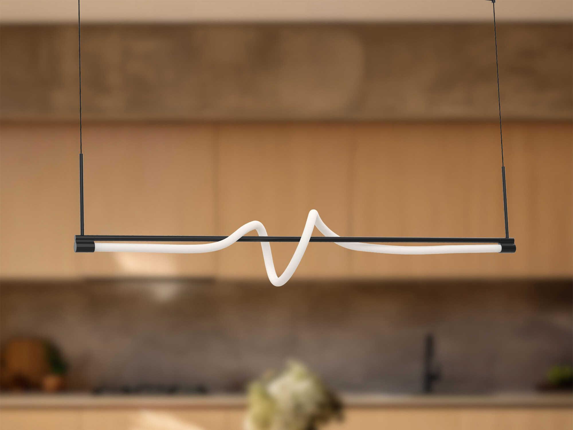 Kuzco Lighting Cursive Black Linear Island Pendant