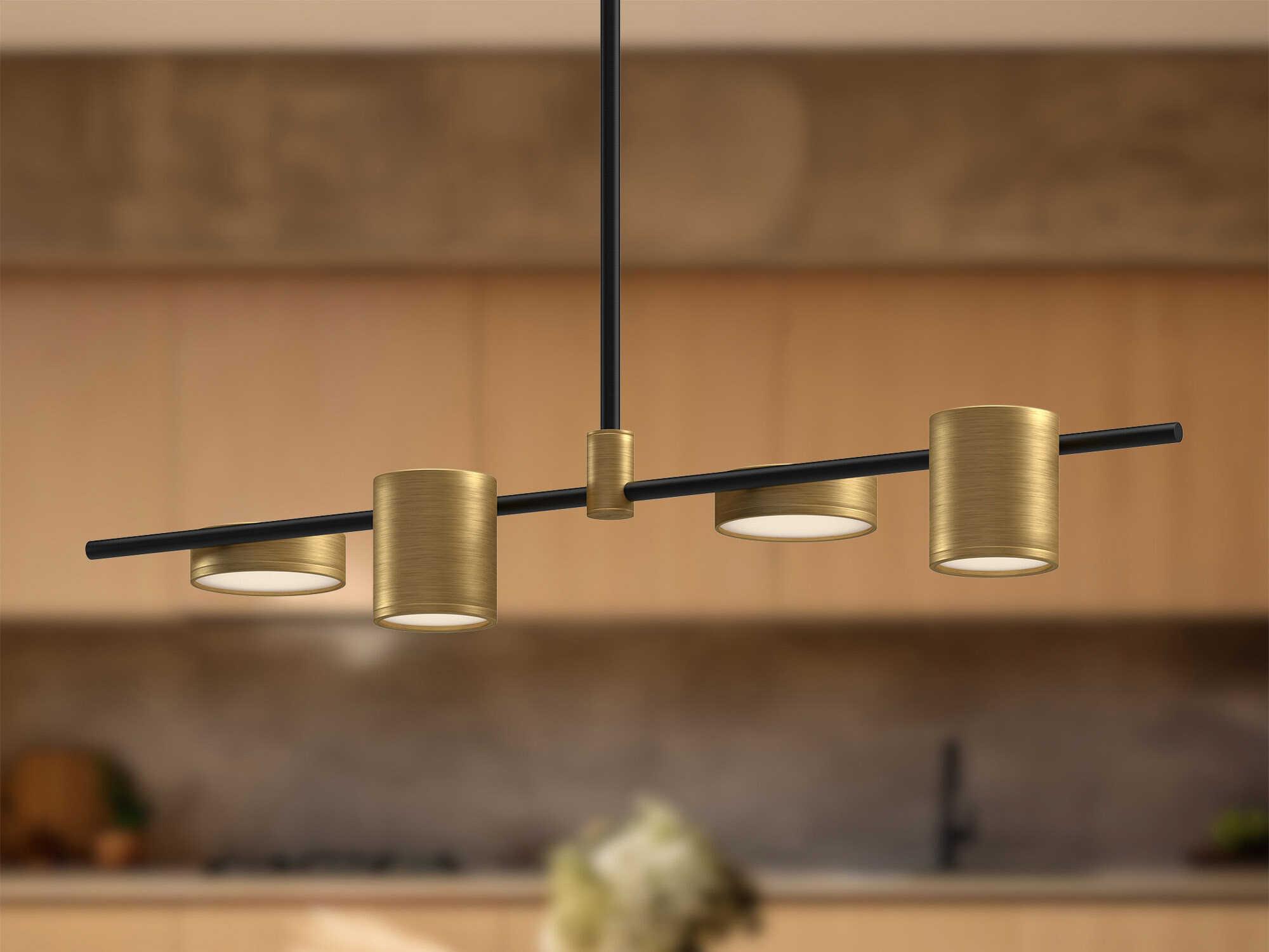 Kuzco Lighting Jayden Black Brushed Gold Linear Island Pendant