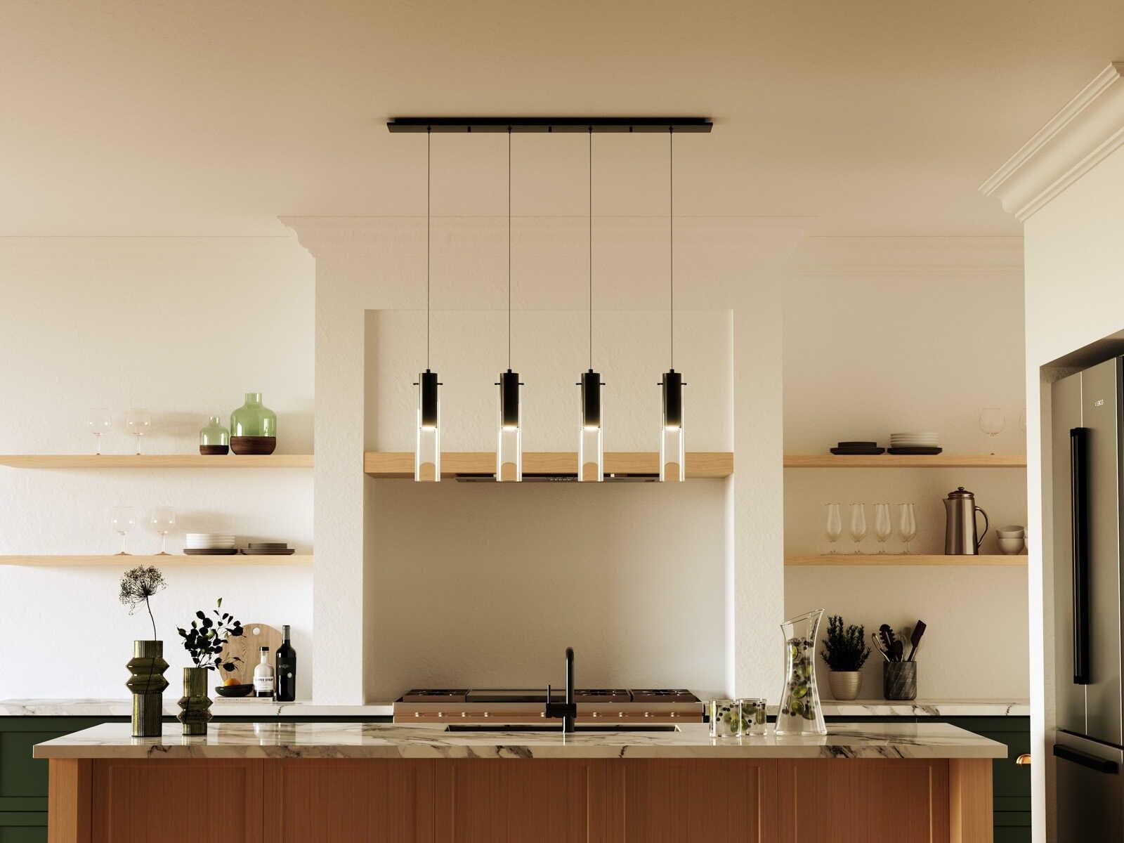 Kuzco Lighting Lena 4-Light Black Cylinder Linear Island Pendant