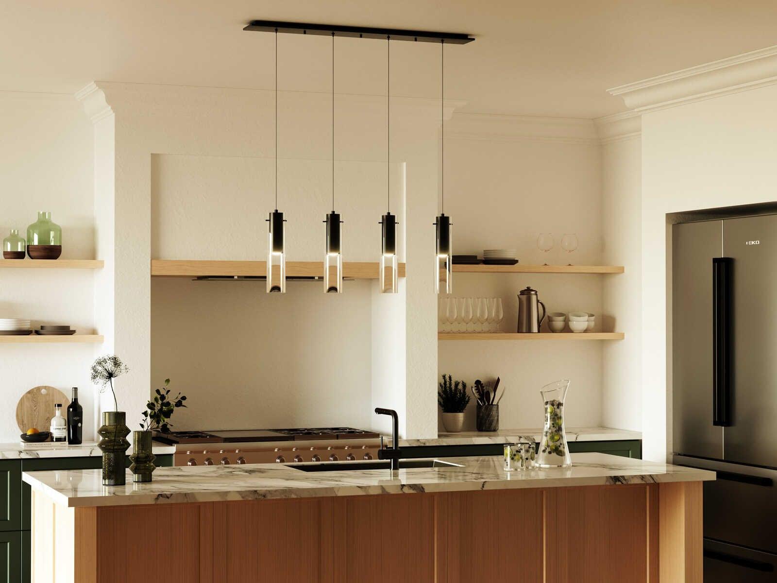 Kuzco Lighting Lena 4-Light Black Cylinder Linear Island Pendant