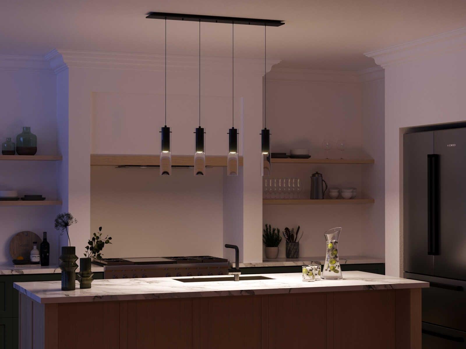 Kuzco Lighting Lena 4-Light Black Cylinder Linear Island Pendant