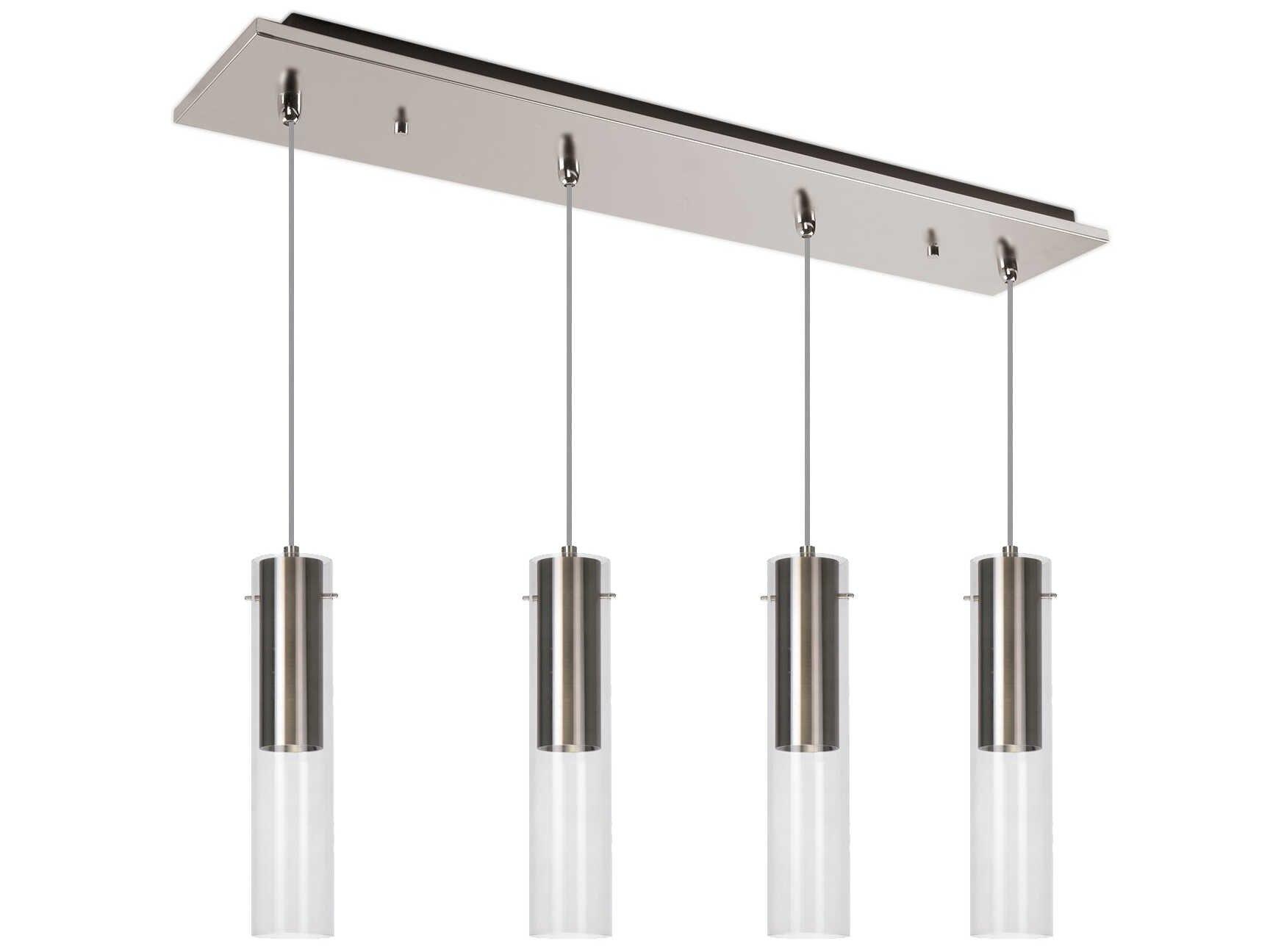 Kuzco Lighting Lena 4-Light Brushed Nickel Cylinder Linear Island Pendant