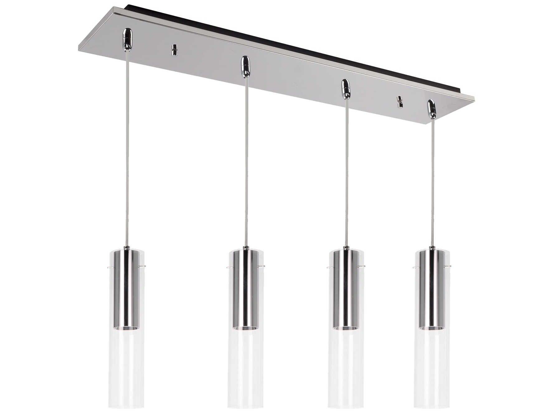 Kuzco Lighting Lena 4-Light Chrome Cylinder Linear Island Pendant