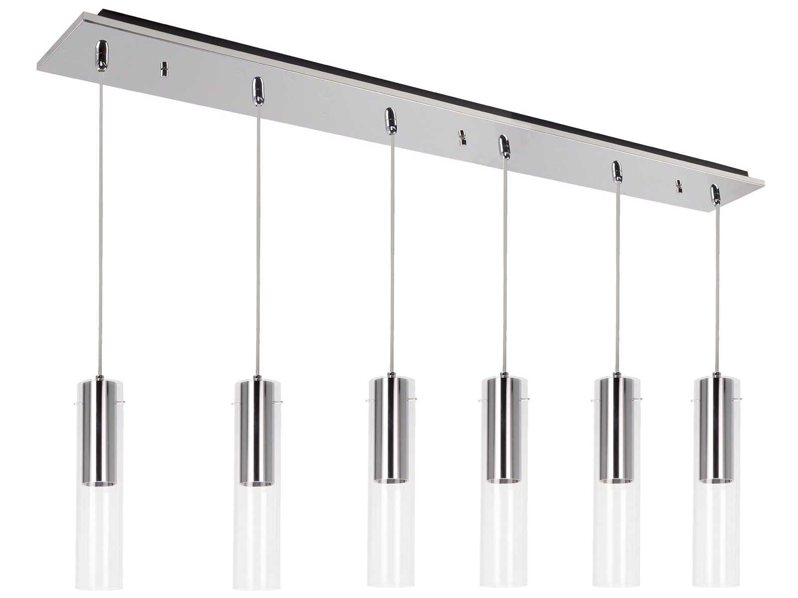 Kuzco Lighting Lena 6-Light Chrome Cylinder Linear Island Pendant